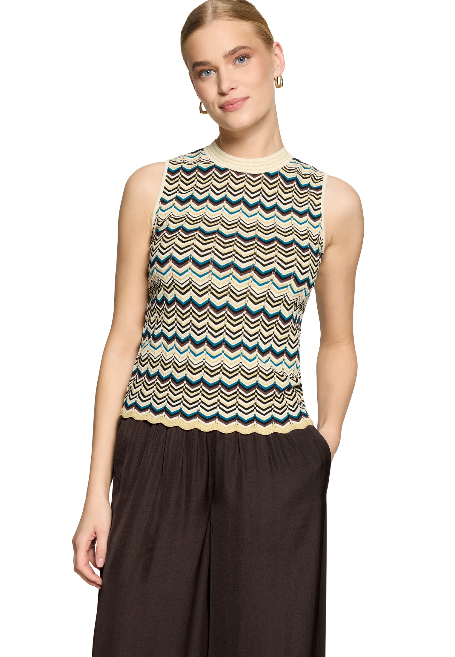Zero Kurzarmpullover »Strick-Top mit Muster«