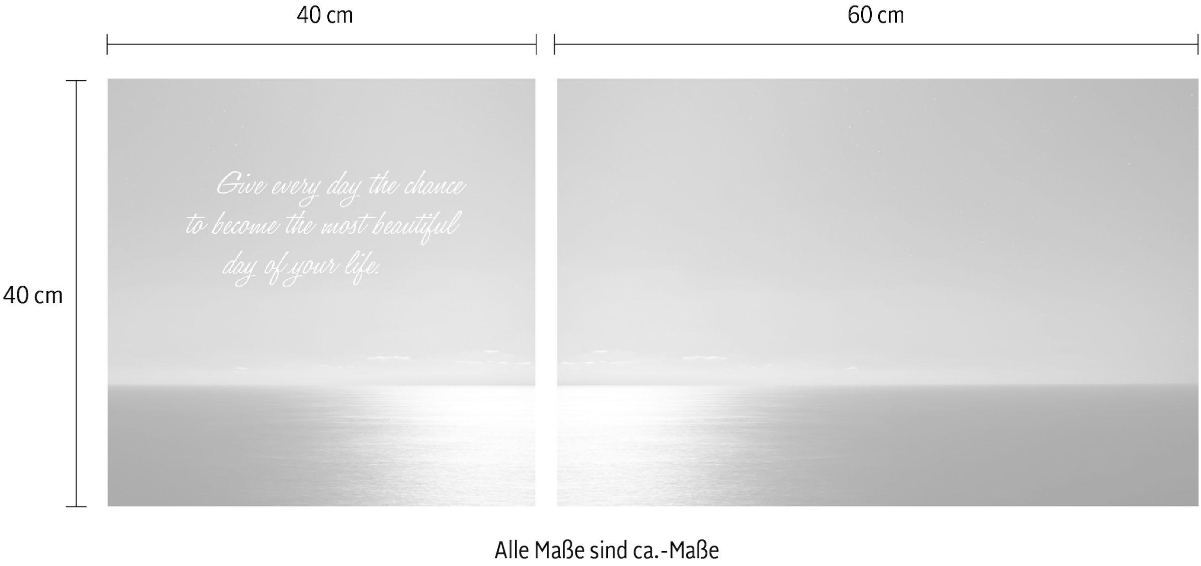 queence Leinwandbild »Day of your life«, Himmel-Himmelsbilder-Kunst-Modern-Spa-Spa Bilder-Sprüche-Sprüche & Texte-Schriftzug-Schriftzüge-Liebessprüche-Sonnenaufgang, (Set), Premium-Leinwandstoff, Handarbeit aus Deutschland, Spruch, 2er Set