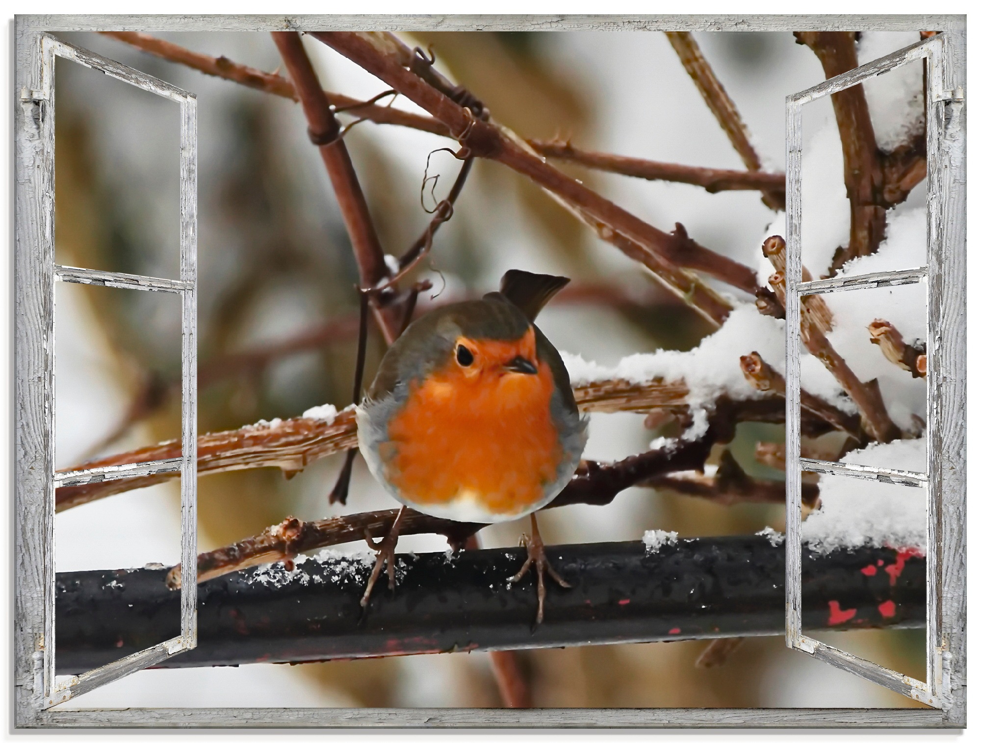 Artland Glasbild »Fensterbild - Rotkehlchen«, Vögel, (1 St.)