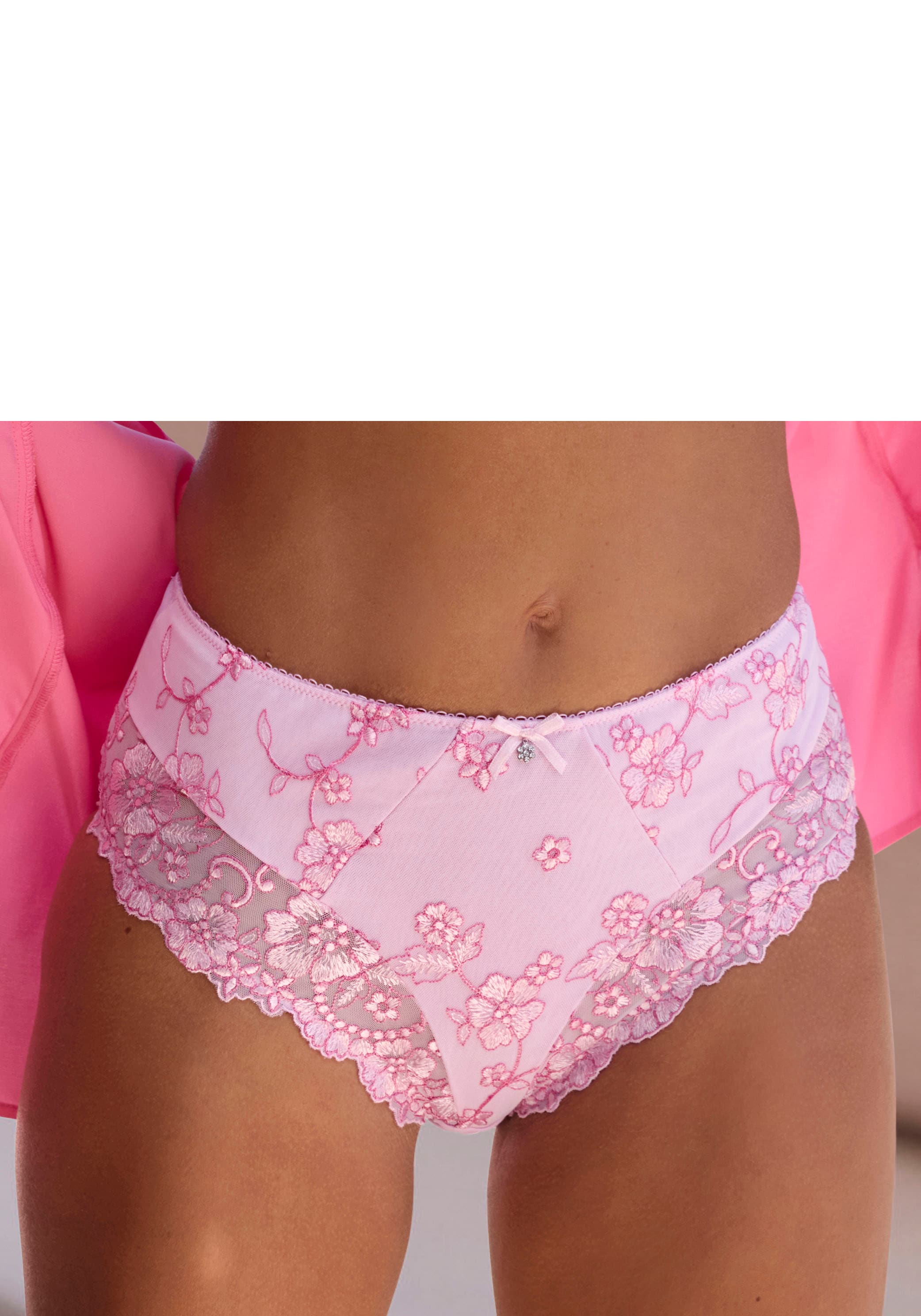 LASCANA Slip »Wanda«, in abdeckender Schnittform und Stickerei Spitze