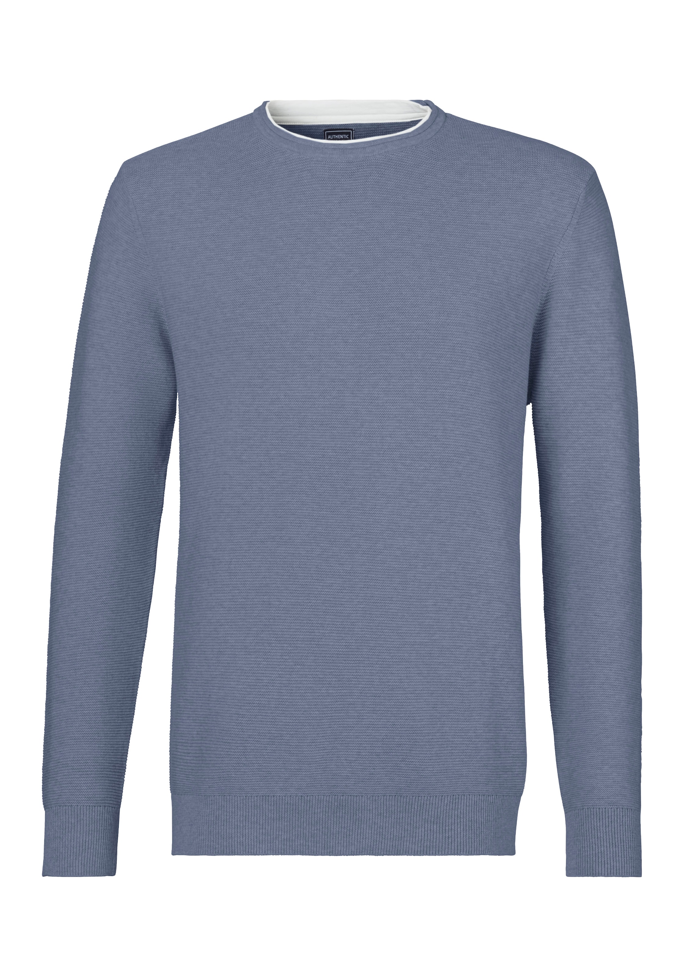 AUTHENTIC LE JOGGER Strickpullover, mit Double-Layer Optik, Rundhalspullover aus reiner Baumwolle