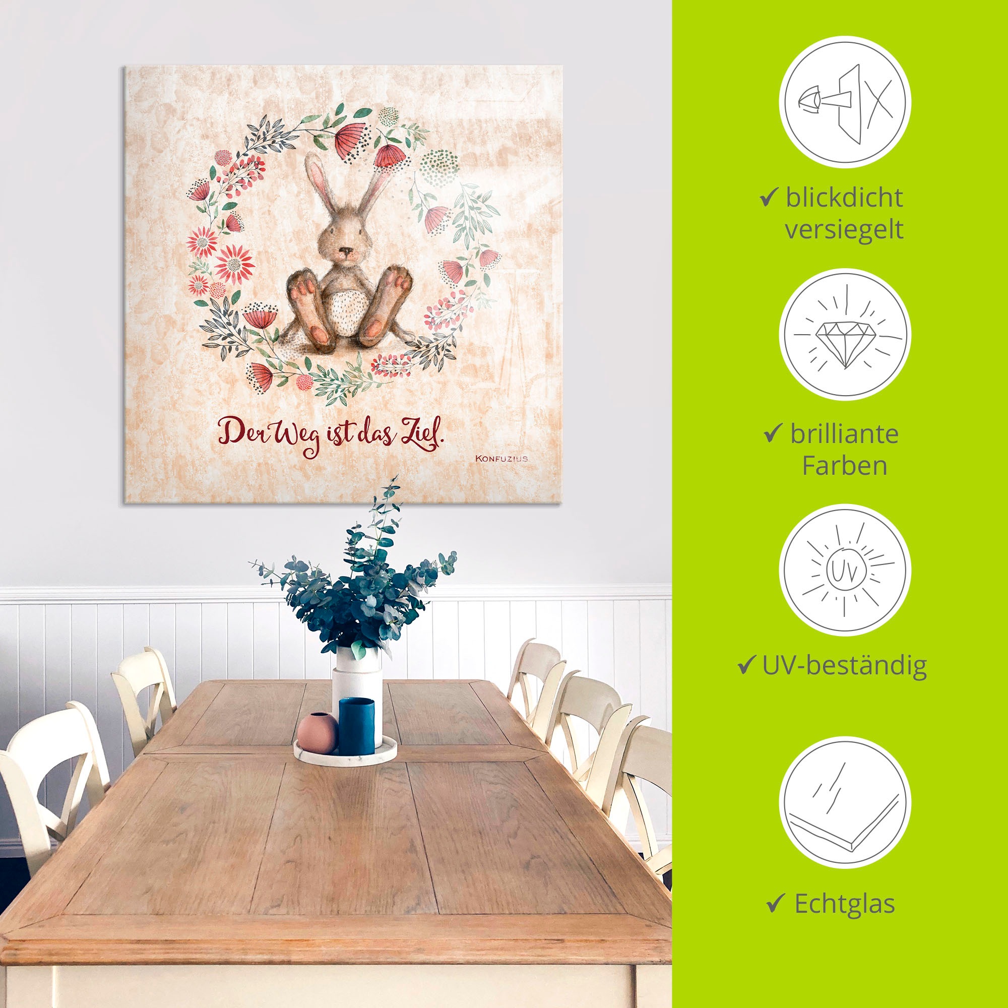 Artland Glasbild »Lebensweisheit Das Ziel« Tiere 1 Stk. tlg. in verschiedenen Größen