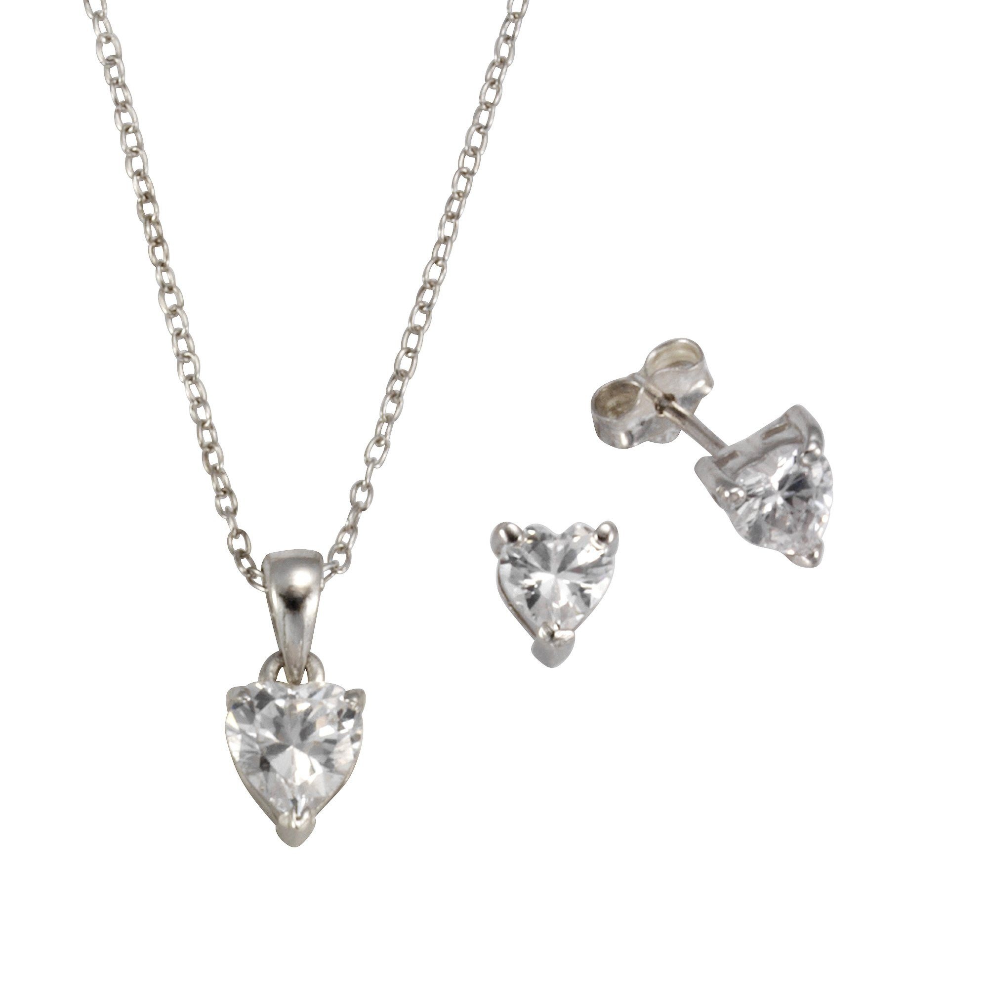 Zeeme Ohrstecker-Set »925/- Silber rhod.«, Anhänger/Kette + Ohrstecker