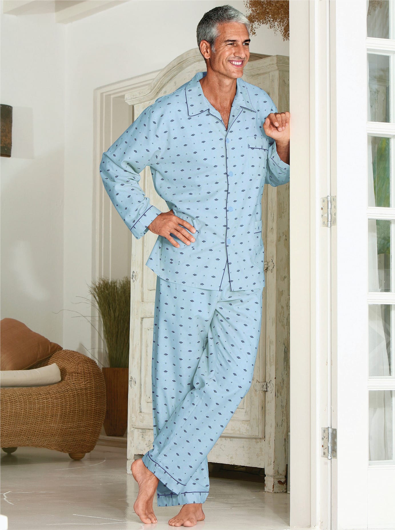 HerrenSchlafanzug in blau, Größe 64/66
