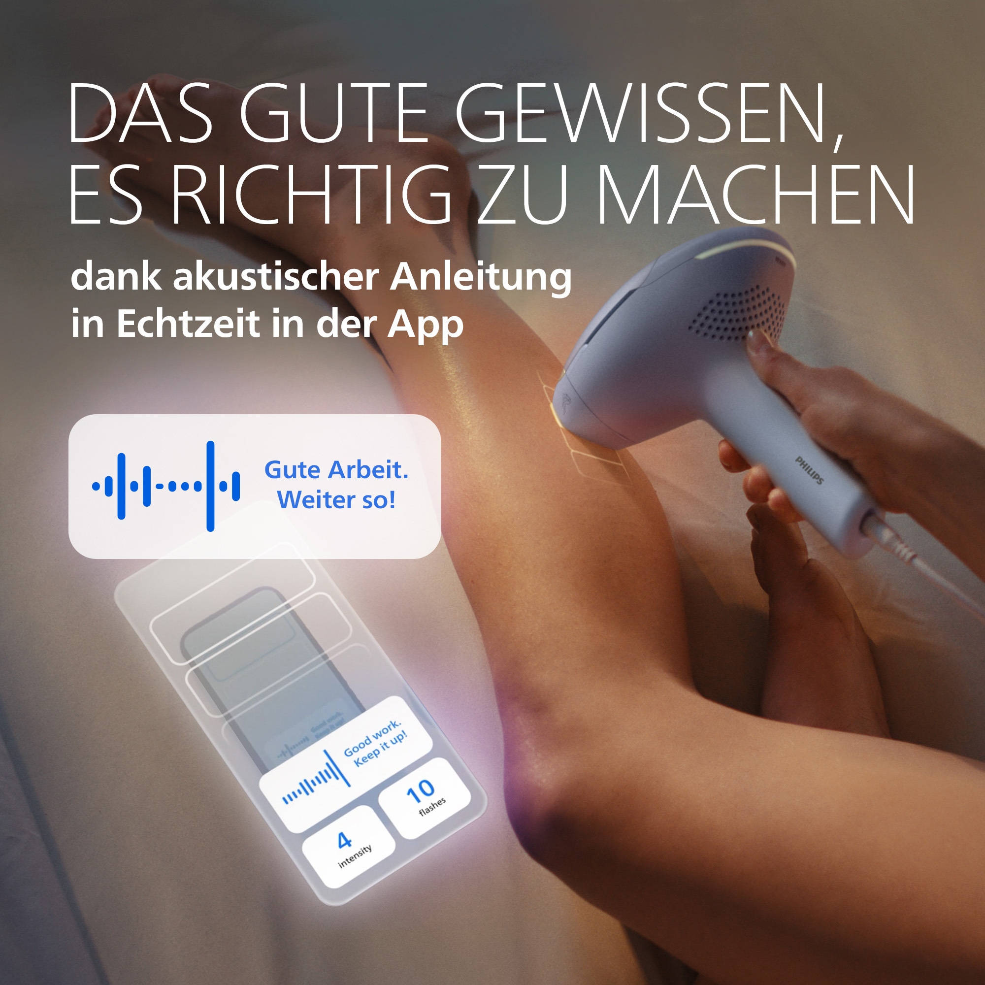 Philips IPL-Haarentferner »Philips Lumea Series 9900 Pro BRC333/00, NEUHEIT« 3 Aufsätze (Körper, Gesicht, empfindliche Bereiche), Audioführung