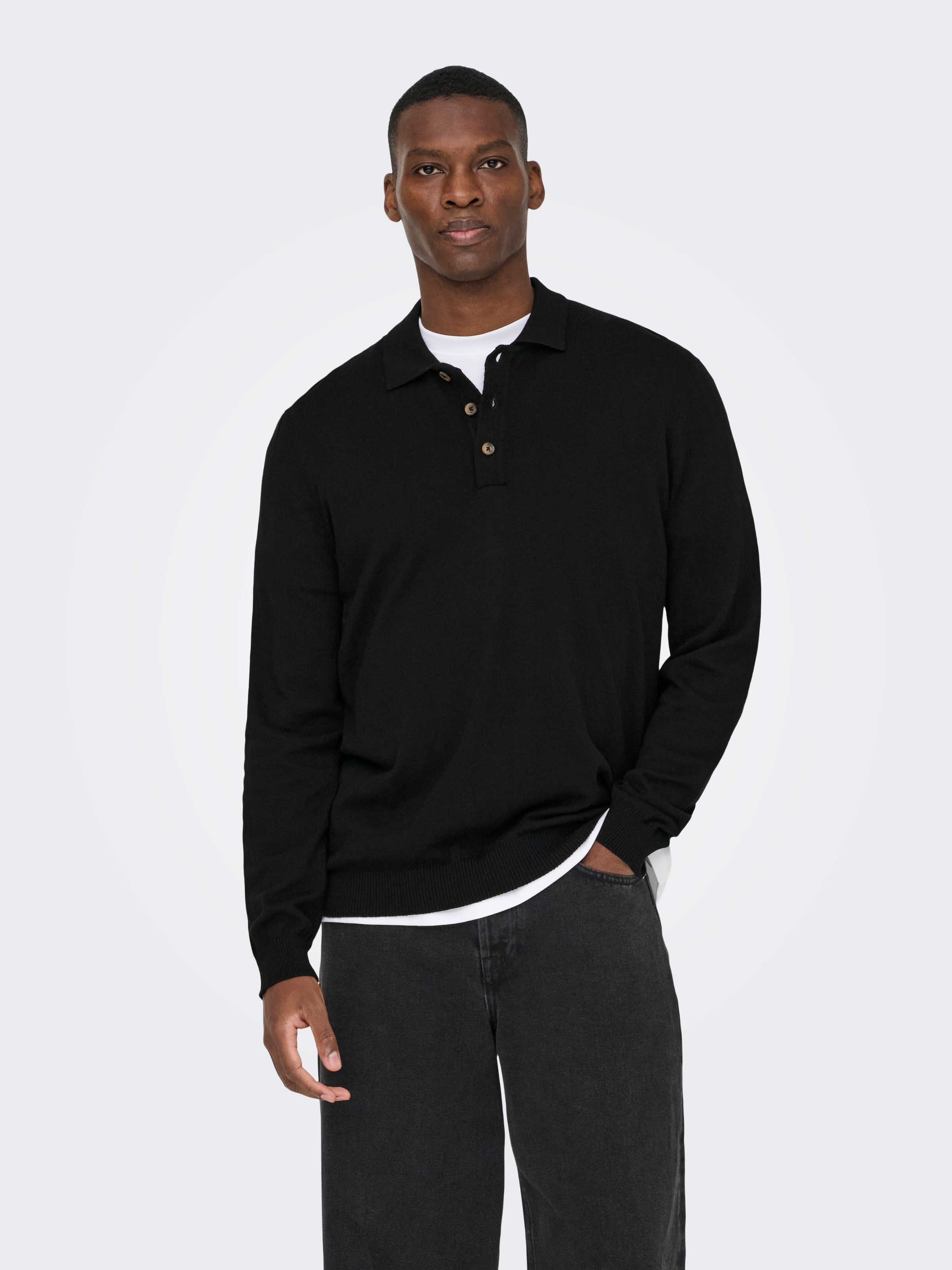 ONLY & SONS Polokragenpullover »ONSLOUI REG 12 LS MEL POLO KNIT«