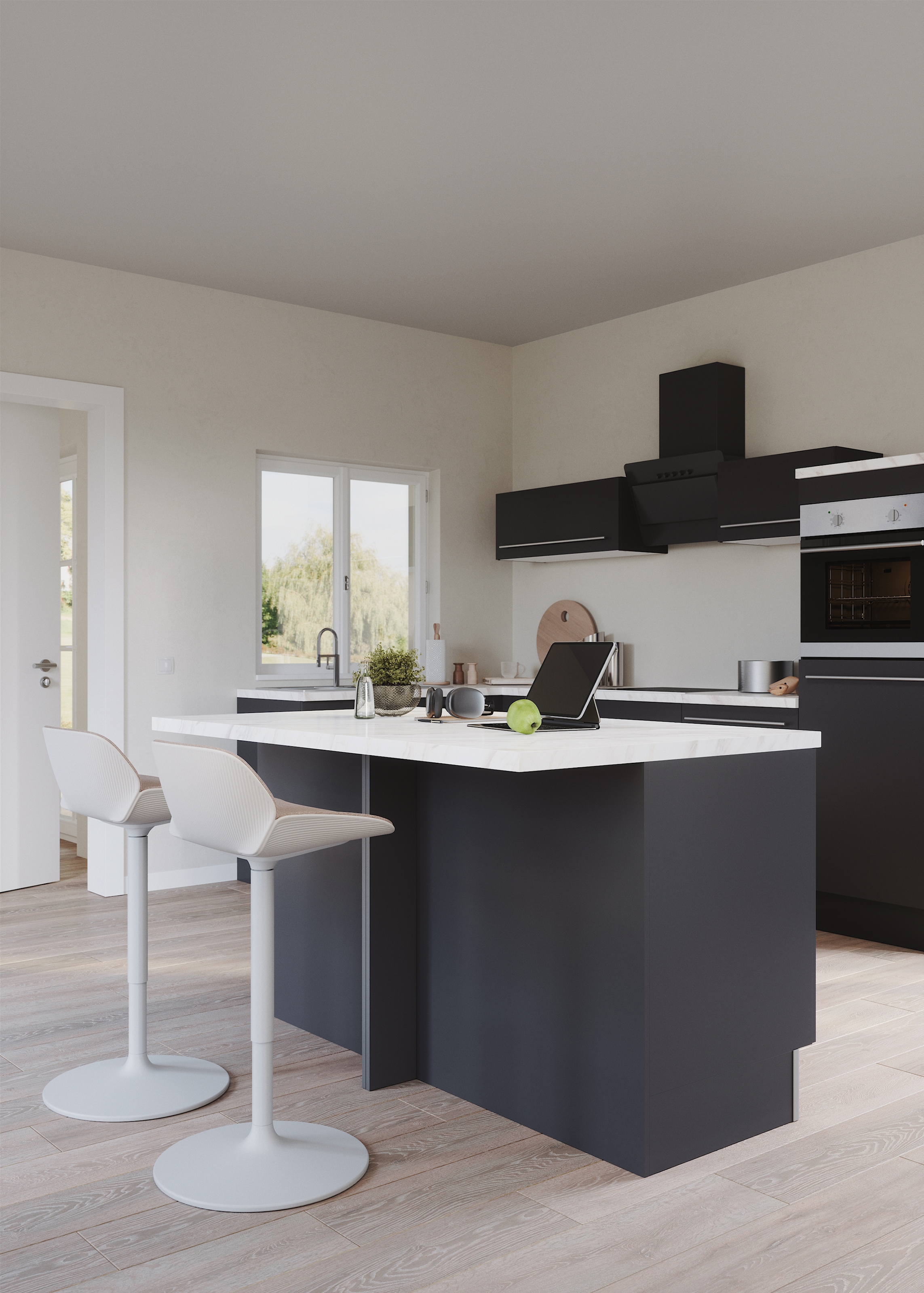 KOCHSTATION Kücheninsel »KS-Bern2«, Stellmaße 161 x 96,5 cm, mit durchgehender Arbeitsplatte als Theke