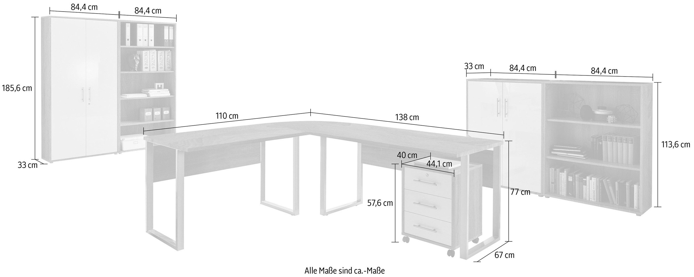 BMG Möbel Büromöbel-Set »Tabor Office«, (Set, 8 tlg.)