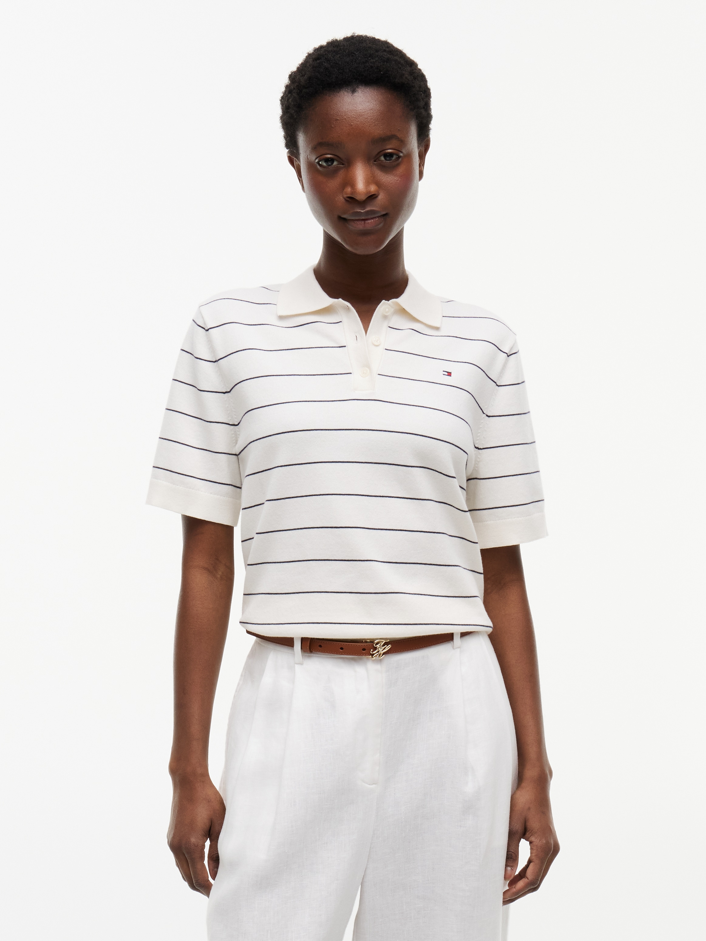 Tommy Hilfiger Polokragenpullover »JERSEY STITCH MINI POLO« Baumwollmischung, Polokragen, Kurzarm