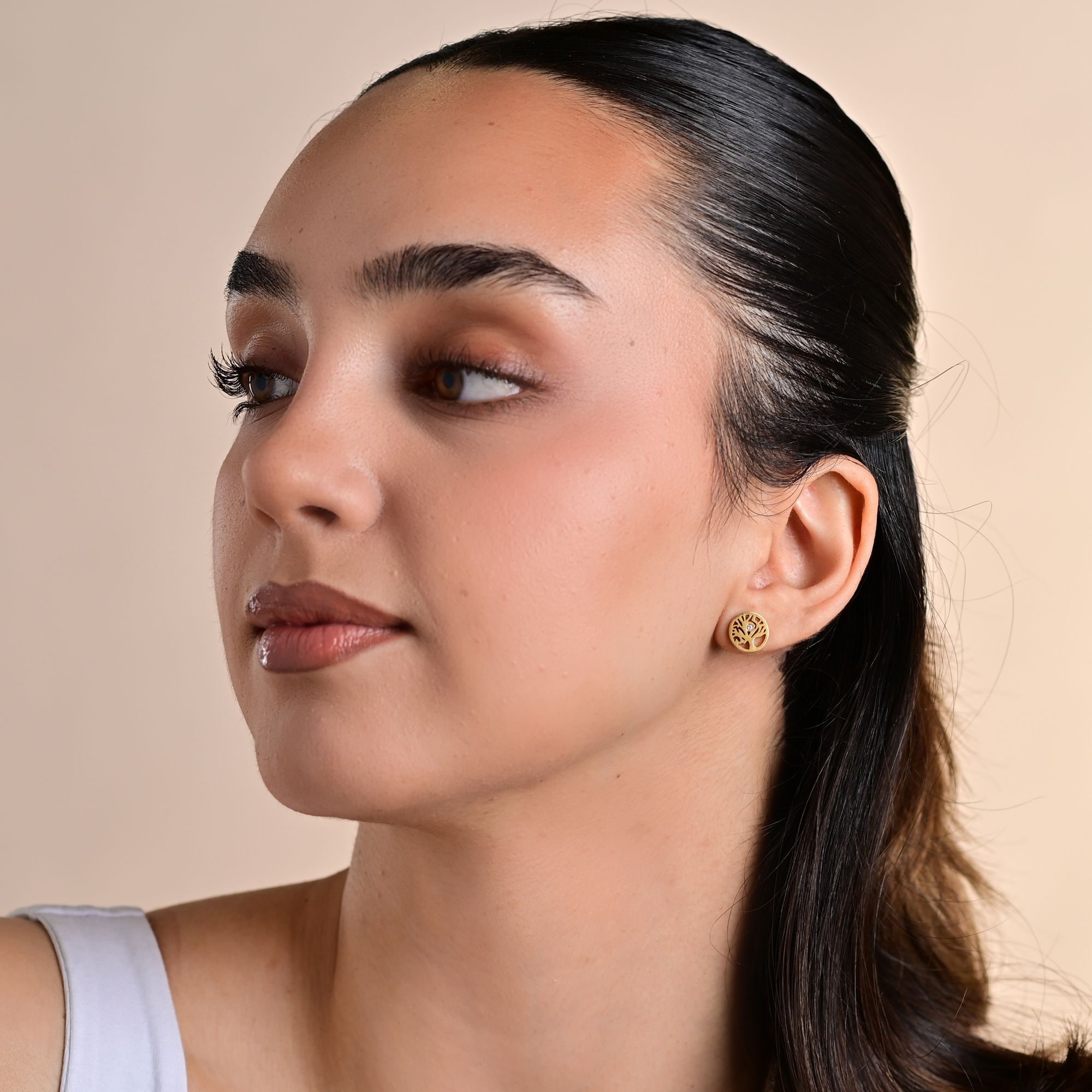 Adelia´s Paar Ohrstecker »Damen Ohrringe ¿ Ohrstecker Lebensbaum aus Edelstahl mit Strass Steinchen«