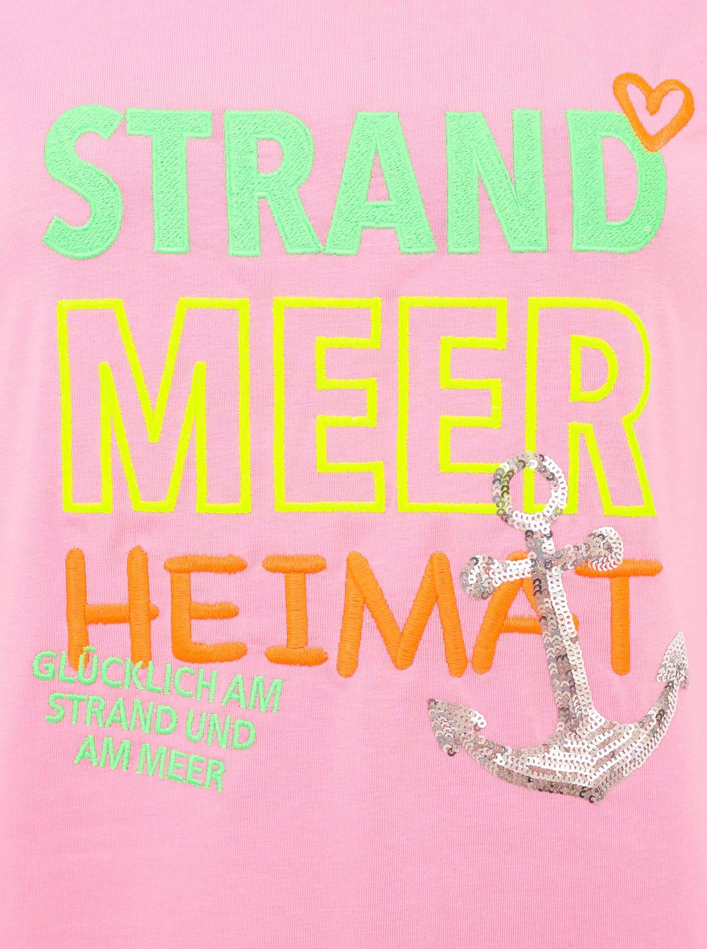Zwillingsherz T-Shirt »"Strand Meer Heimat"«, mit maritimer Stickerei und Pailletten Anker