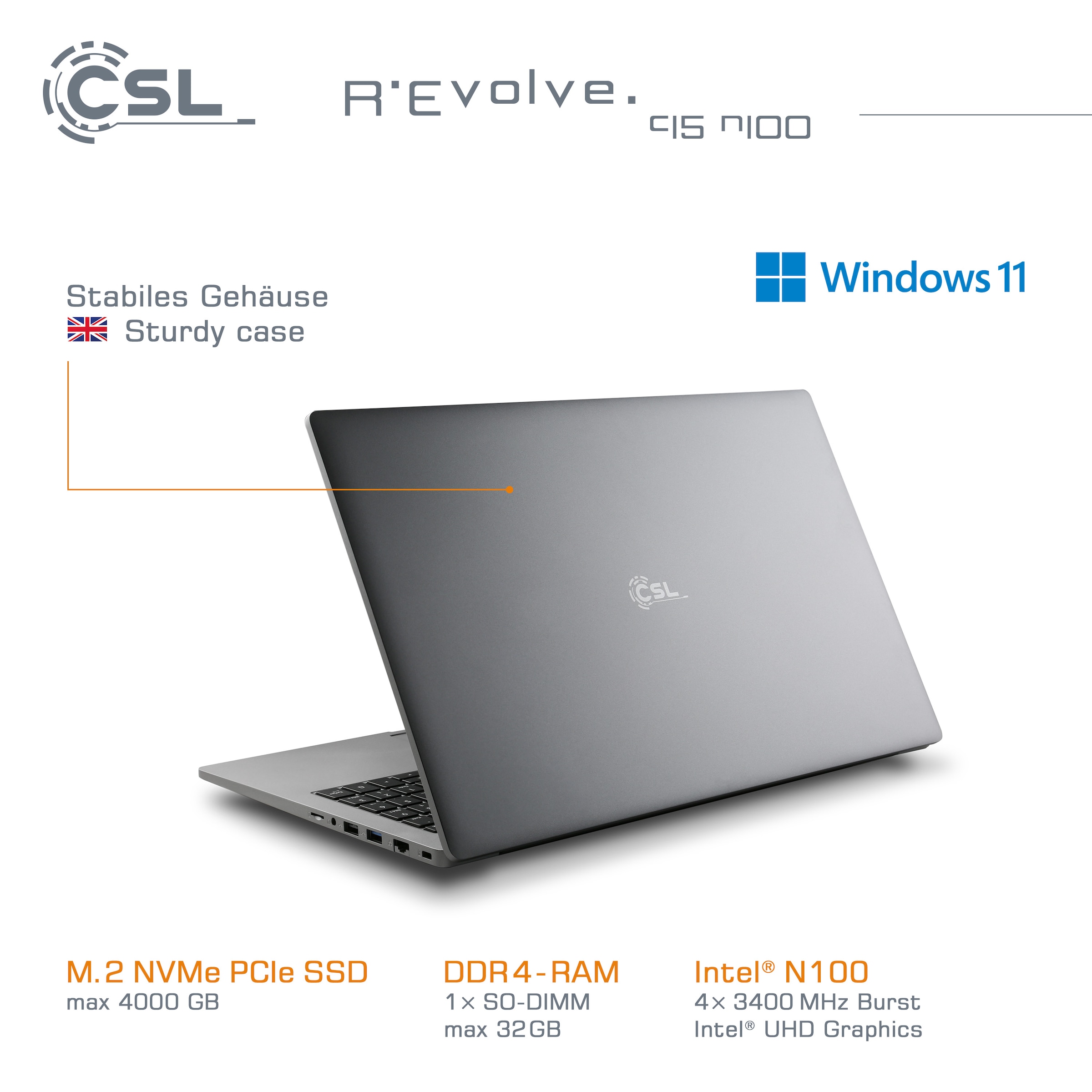 CSL Notebook »R'Evolve C15 v4 Windows 11«, 39,6 cm, / 15,6 Zoll, 500 GB SSD