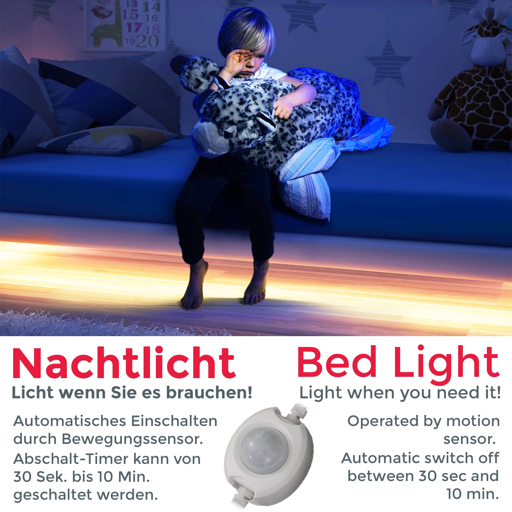 B.K.Licht LED-Streifen »Chara«, LED Band Bettlicht mit Bewegungsmelder Nachtlicht Dämmerungsensor