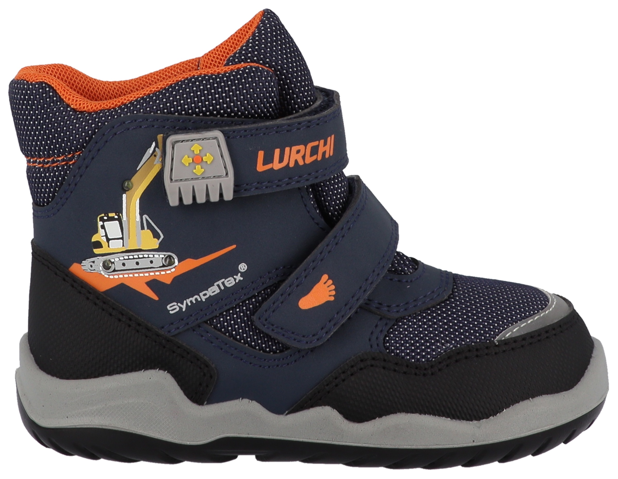 Lurchi Barfußschuh »Fritz Barefoot, Blinkschuh«  Klettboots mit tollem Bagger-Motiv, Größenschablone zum Download