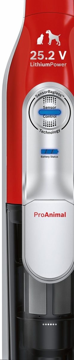 BOSCH Akku-Stielstaubsauger »Athlet ProAnimal BCH6ZOOO, 25.2 V, ideal für Tierhaare, freistehend«, Zubehör-Set, alle Bodenarten, Turbo-Stufe, bis 60 min Laufzeit, rot