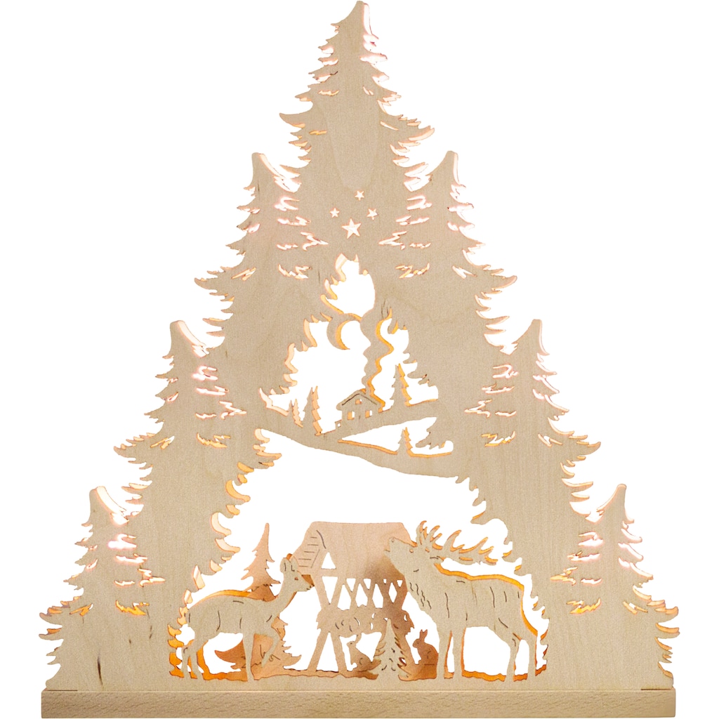 Weigla Lichterbogen »Hirschfamilie, Weihnachtsdeko«, 7-flammig, Pyramidenform