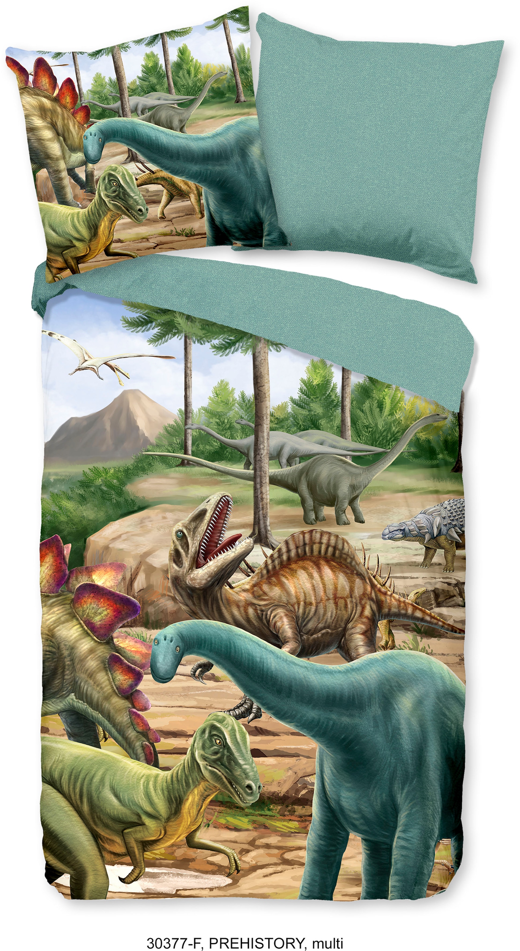 Kinderbettwäsche »Prehistory Dinos«, (2 tlg.), 100% Baumwolle/ Flanell (Biber)