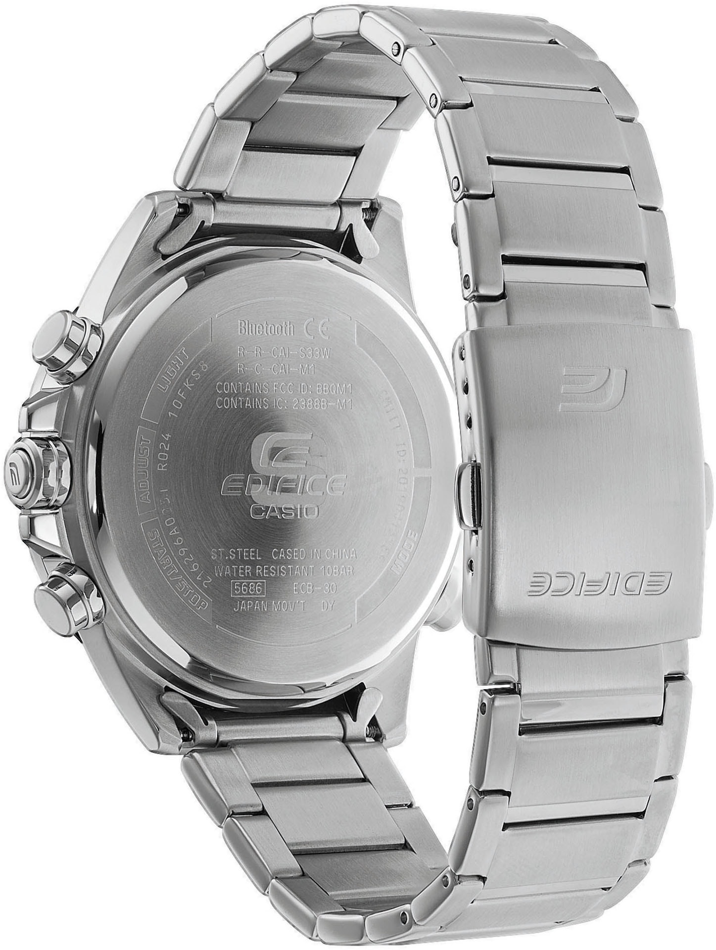 CASIO EDIFICE Smartwatch, Armbanduhr,Herrenuhr,Bluetooth,Stoppfunktion,Weltzeit,Edelstahlarmband)