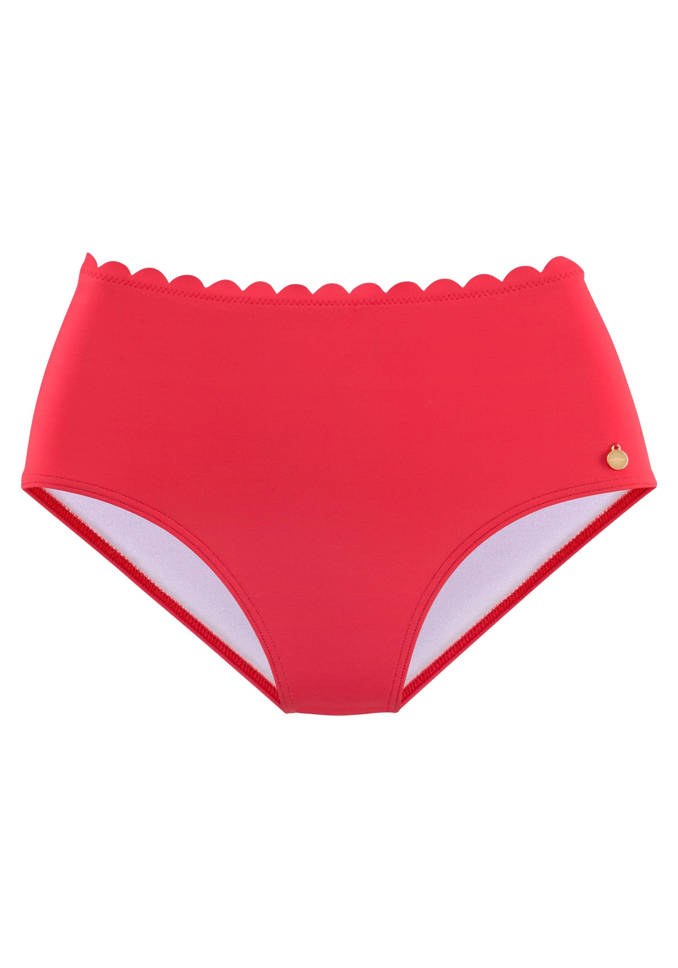 LASCANA Highwaist-Bikini-Hose »Scallop«, mit gelaserter Wellenkante