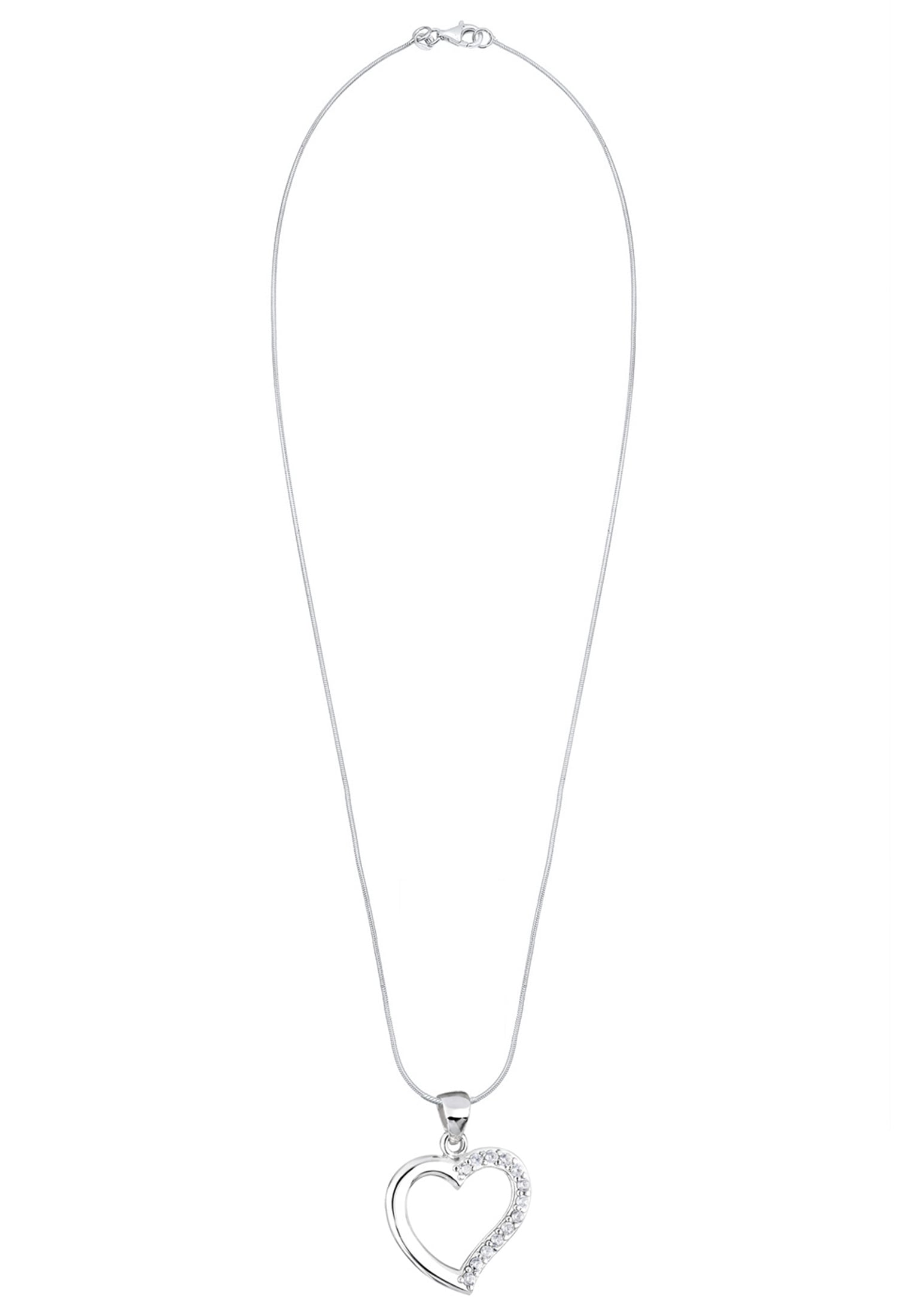Elli Silberkette »Halskette Herz Zirkonia Weiß 925 Sterling Silber«
