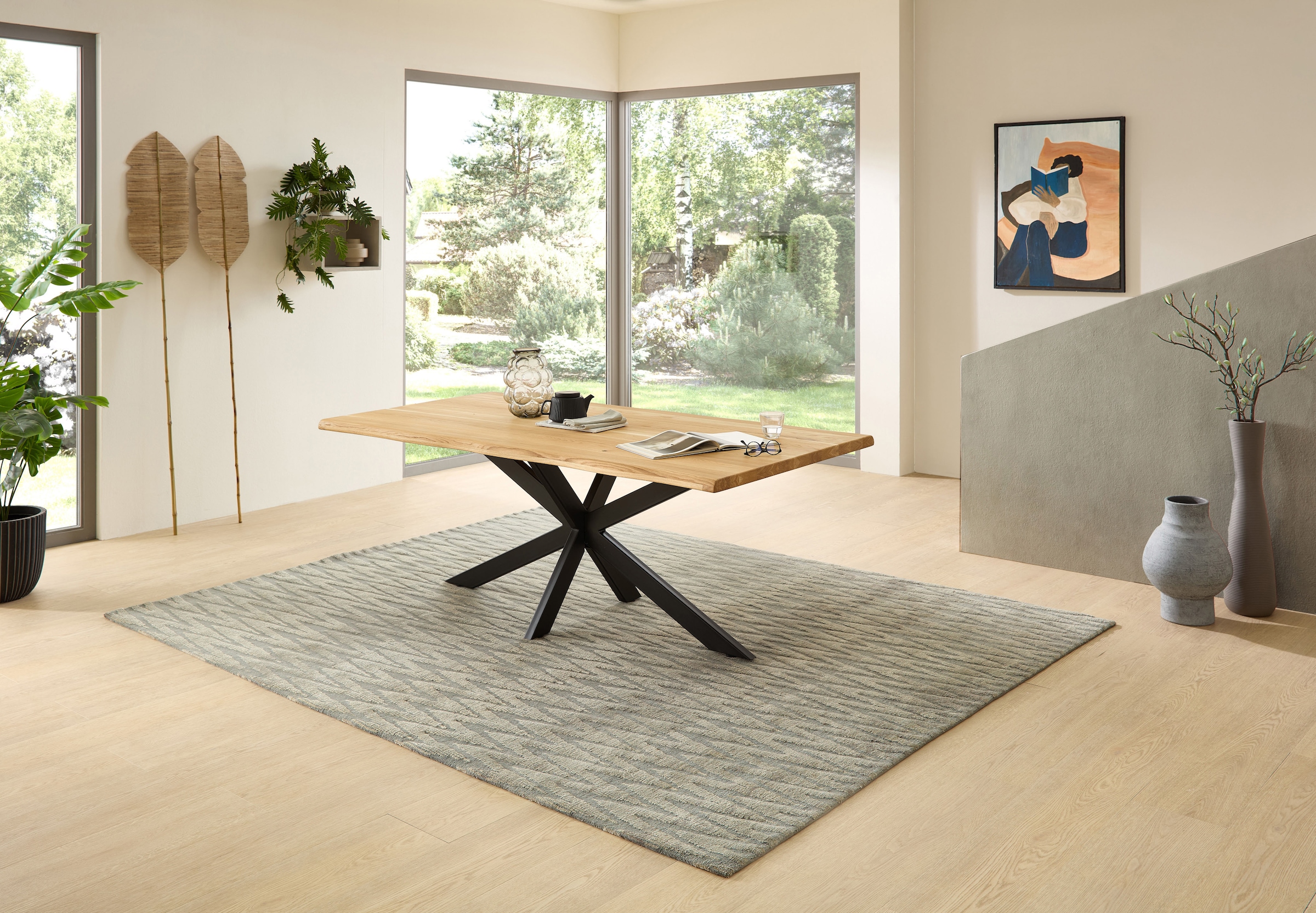 HBZ Esstisch »TOM, TOPSELLER!«, (Tisch, Esstisch), 200 cm breit Eiche Massivholz mit Baumkante