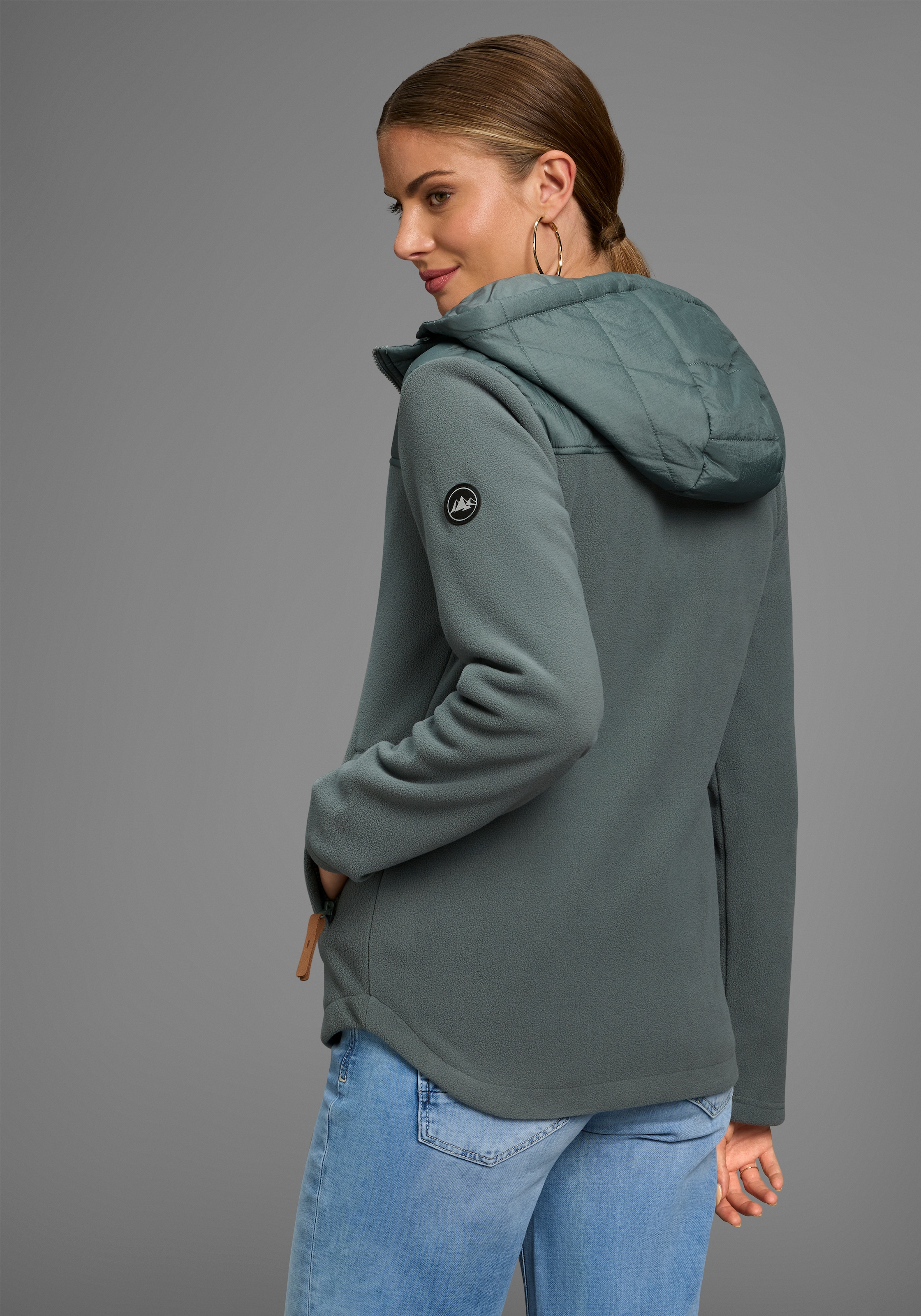 Polarino Hybridjacke, mit Kapuze, mit wattiertem Schulterbereich, Übergangsjacke