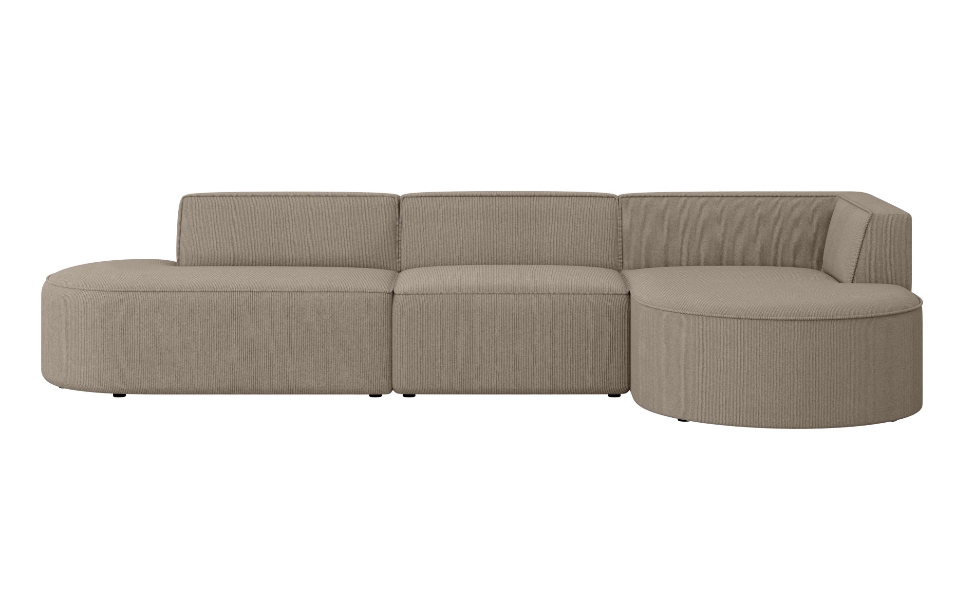 andas Ecksofa »EIVIND Designer Sofa mit Ottomane rechts/links, B/T/H: 343/159/72 cm«, L-Form mit Wellenunterfederung, auch in Feincord und Bouclé