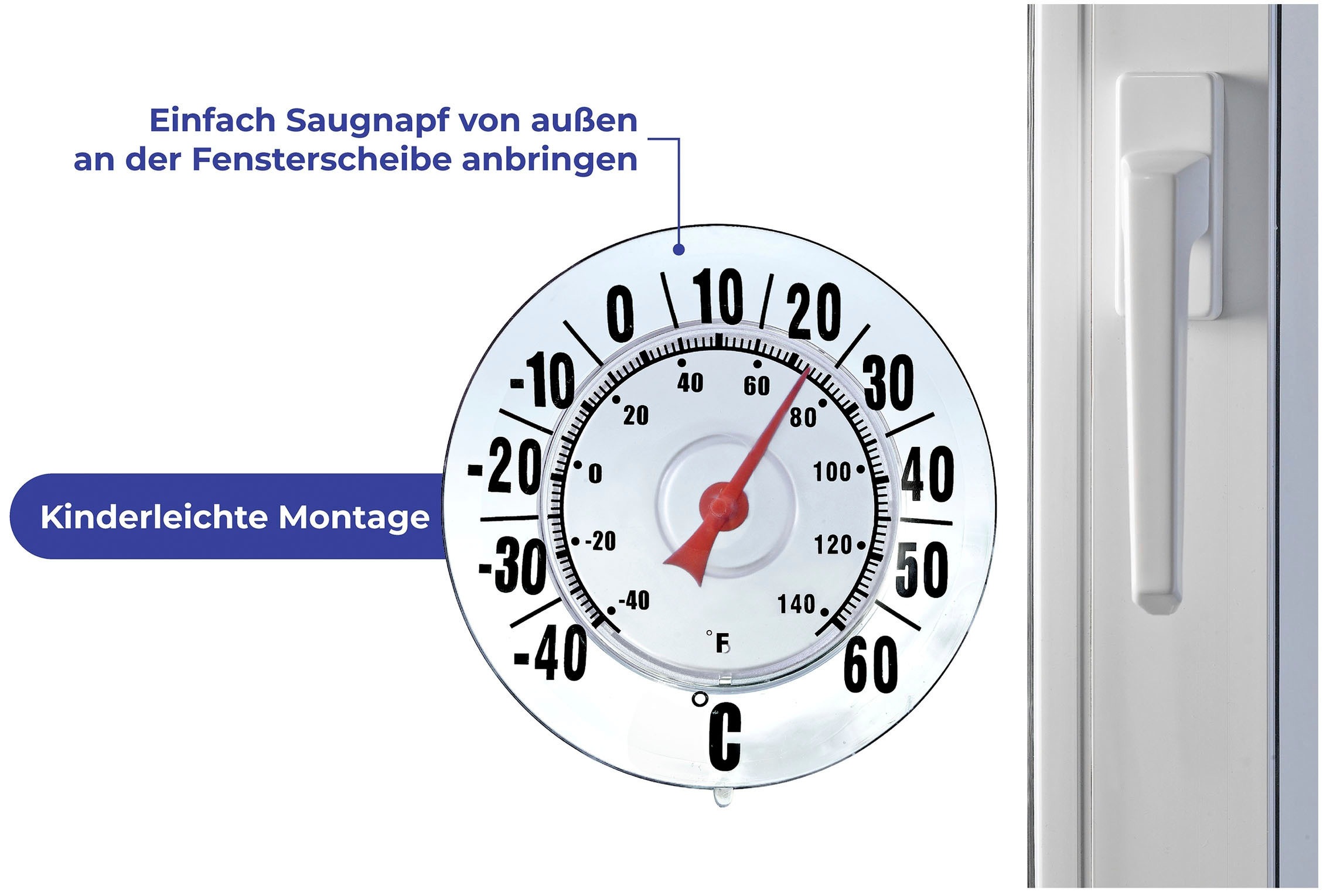 Maximex Fensterthermometer mit Saugnapf, für den Außenbereich