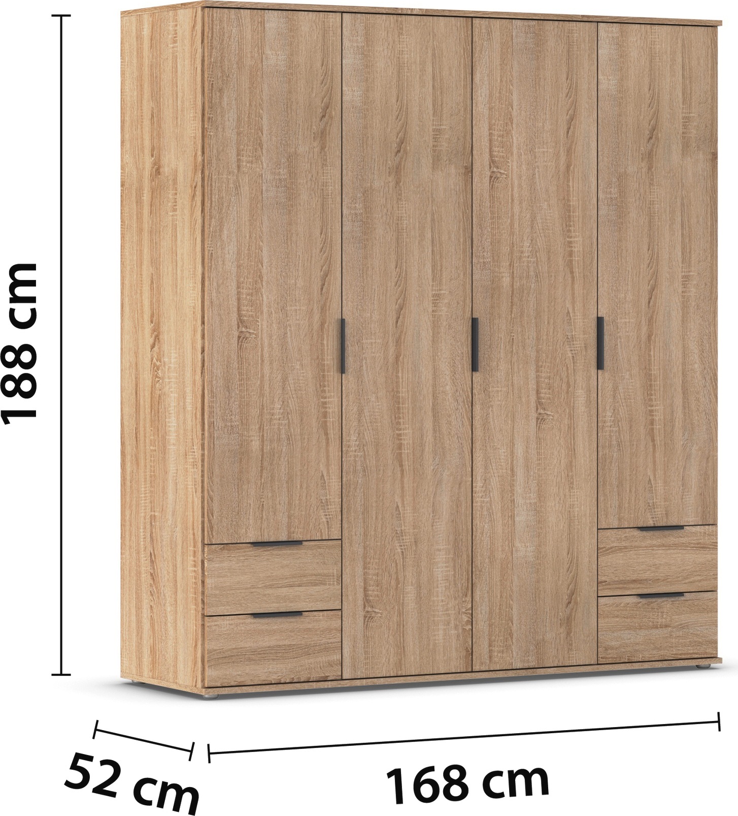 rauch Drehtürenschrank »Kleiderschrank Schrank Garderobe Wäscheschrank ESSEA 4-türig«, Breite 168 cm mit 4 Schubladen und modernen Griffen MADE IN GERMANY