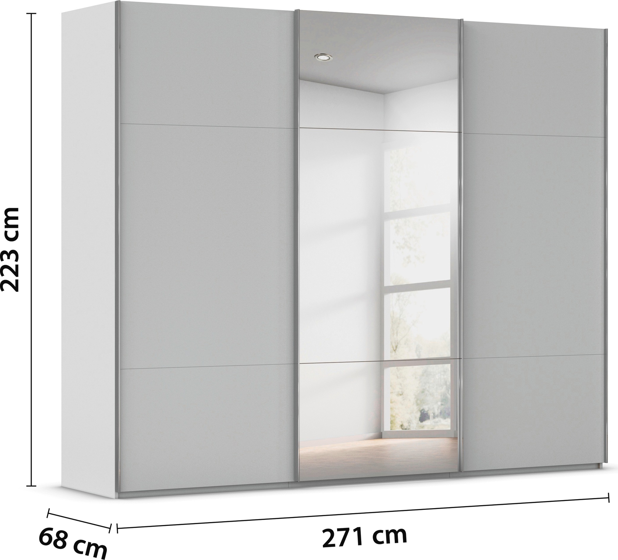 rauch Schwebetürenschrank »Kleiderschrank Schrank Garderobe Schlafzimmerschrank CONTIDO«, (in 3 verschiedenen Ausstattungen BASIC/CLASSIC/PREMIUM), aus hochwertigem Material in 6 Breiten 2 Griff-Farben MADE IN GERMANY