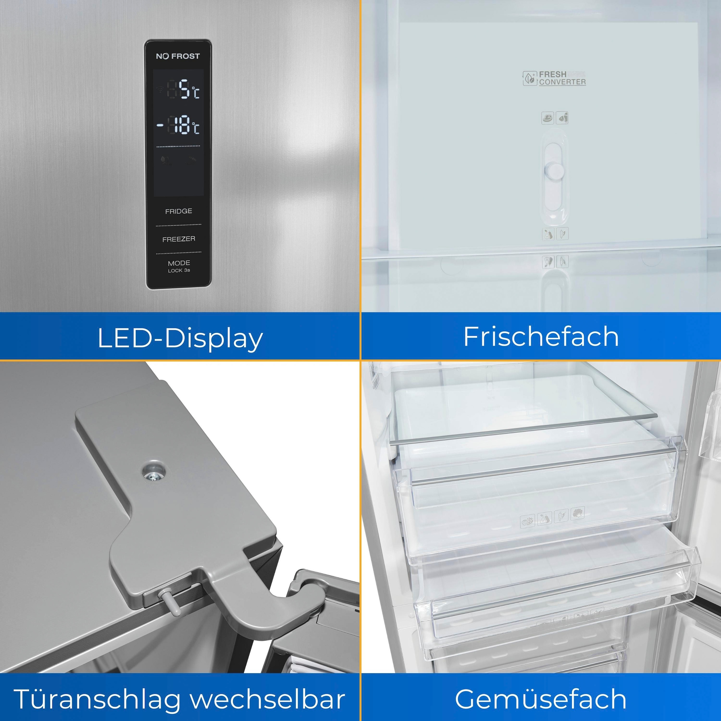 exquisit Kühl-/Gefrierkombination »KGC350-105-NF-040C«, Energieeffizienzklasse C, 347 L Volumen, Total NoFrost, Display