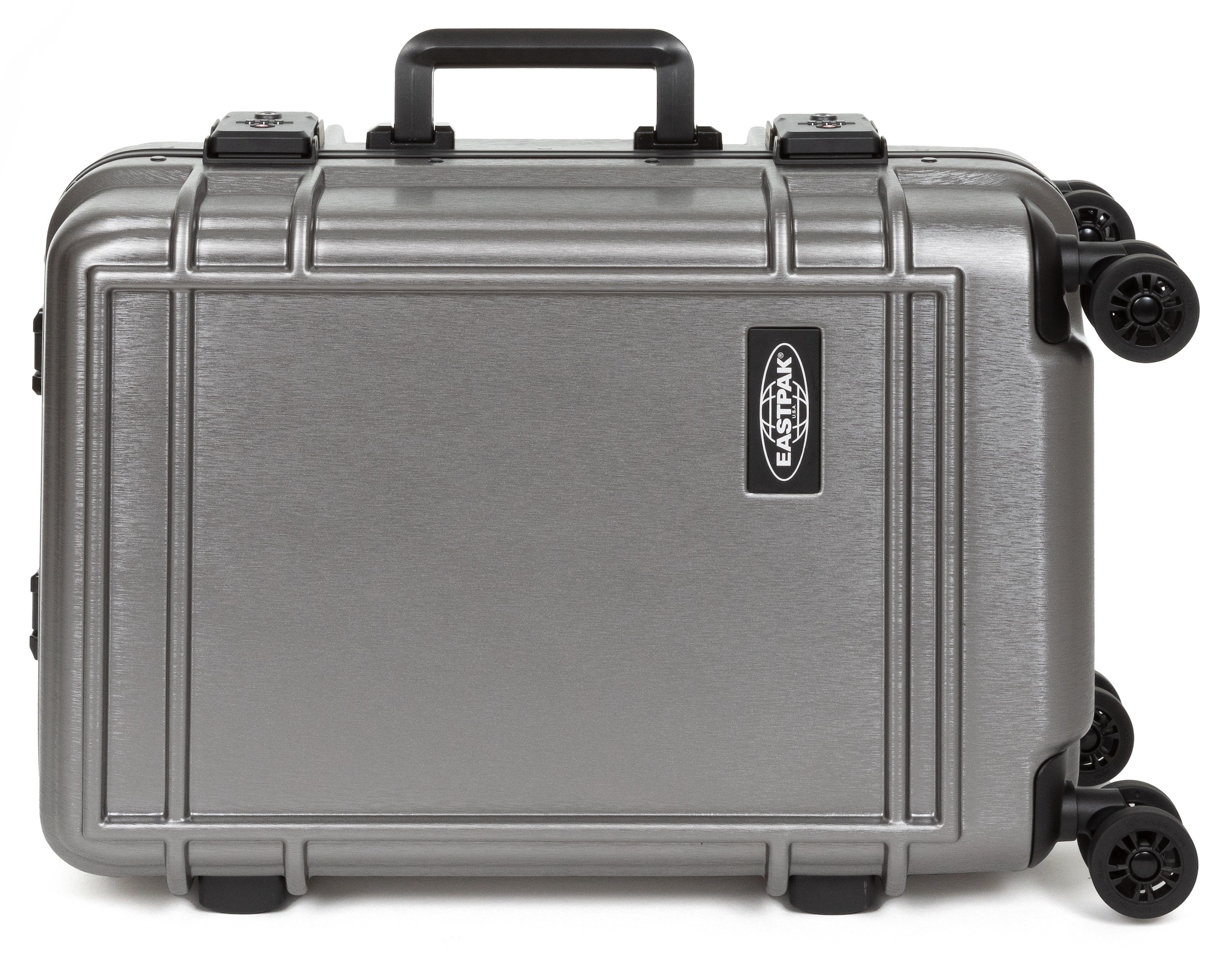 Eastpak Weichgepäck-Trolley »RESIST'R CASE S BRUSHED METAL«, 4 St. Rollen, Reisegepäck Handgepäck-Koffer TSA-Zahlenschloss