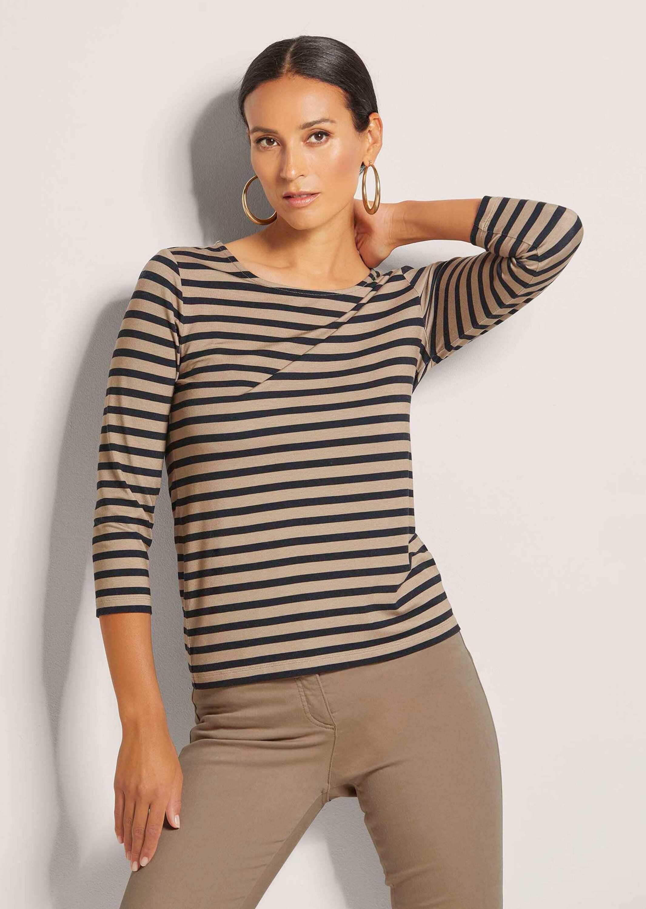 MADELEINE 3/4-Arm-Shirt »Shirt Ringelshirt mit U-Boot-Ausschnitt, Halbarm«