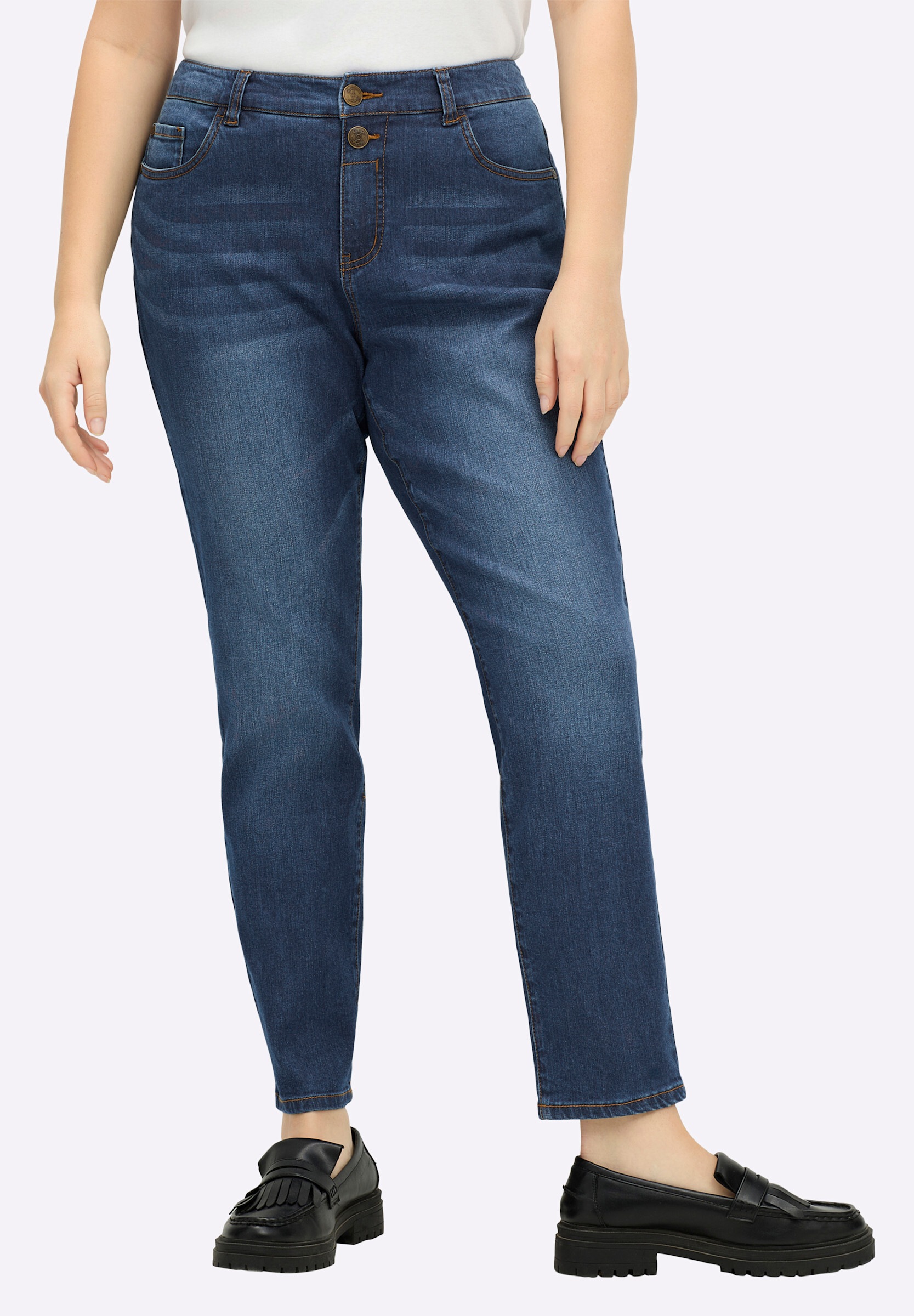 Sheego 5-Pocket-Jeans »Jeans Boyfriend-Jeans mit extra-weitem Oberschenkel«