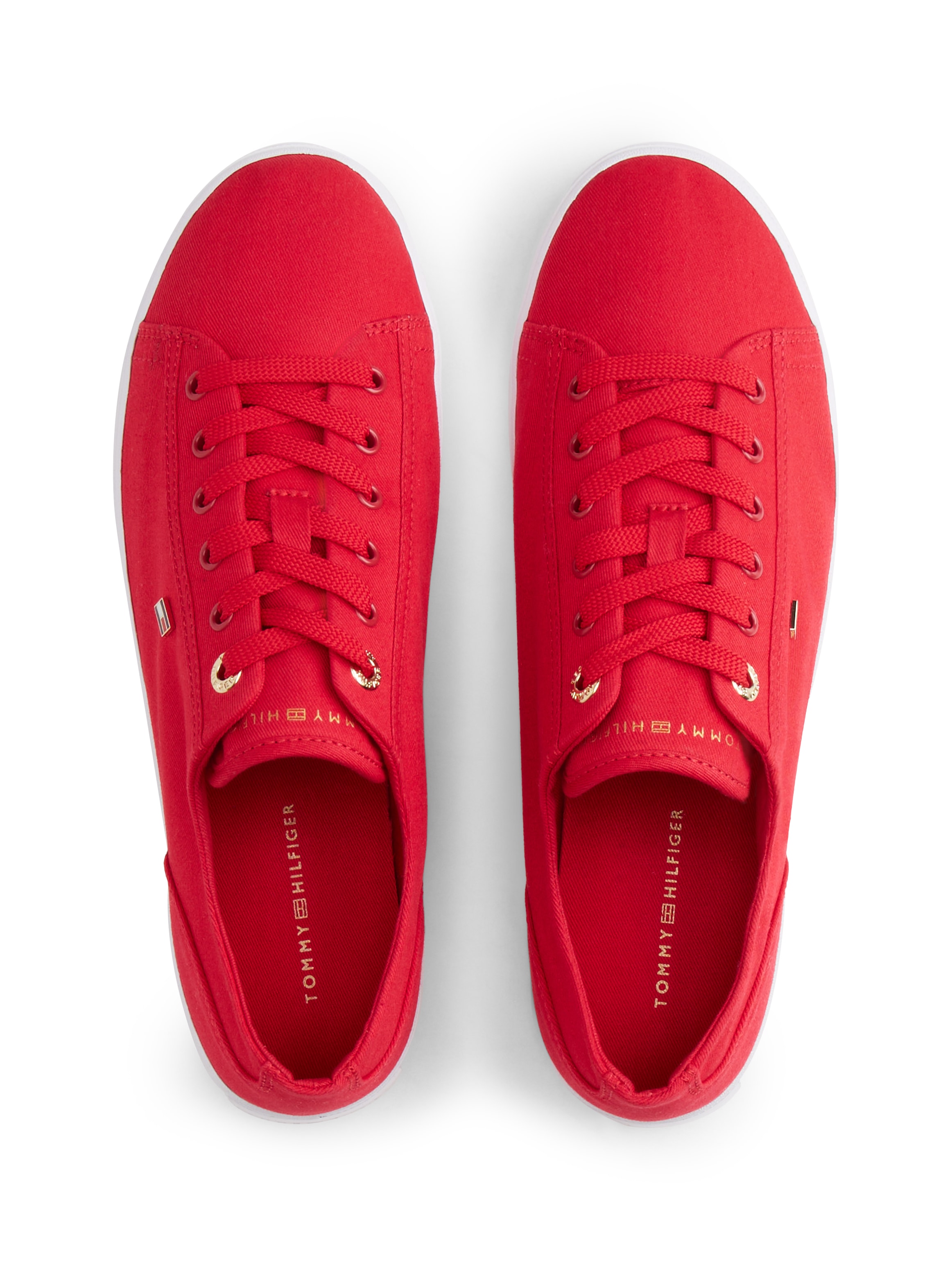 Tommy Hilfiger Plateausneaker »TH FOXING SNEAKER CANVAS«  Freizeitschuh, Halbschuh, Schnürer mit Logostickerei - schmale Form