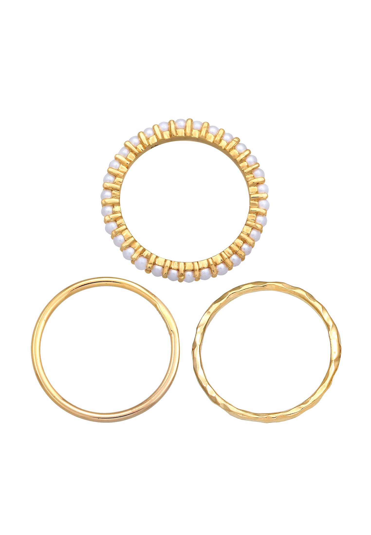 Elli Ring-Set »Ring Stapelring Perlen 3er Set 925 Silber«