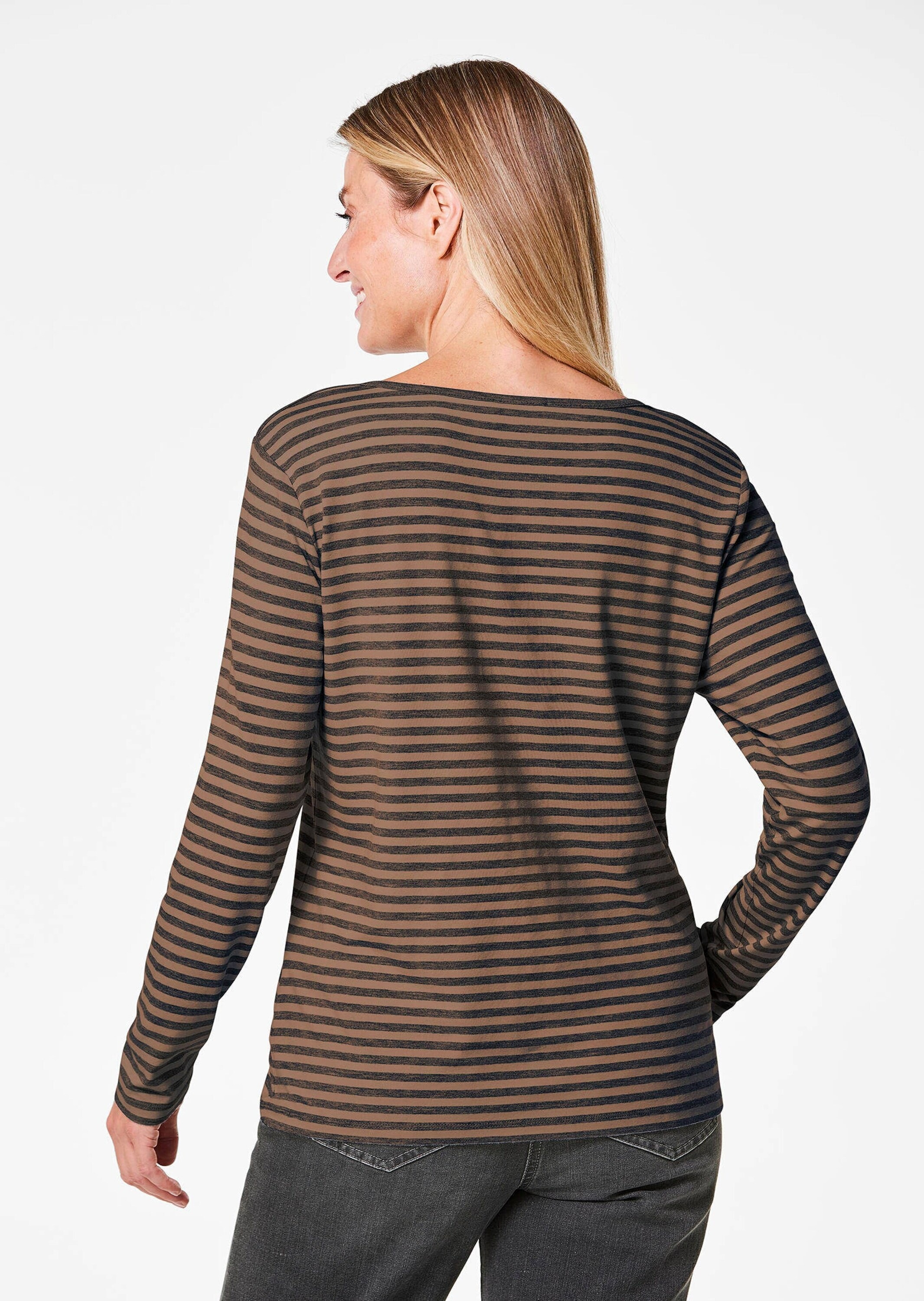 GOLDNER Longpullover »Kurzgröße Ringelshirt mit U-Boot-Ausschnitt«