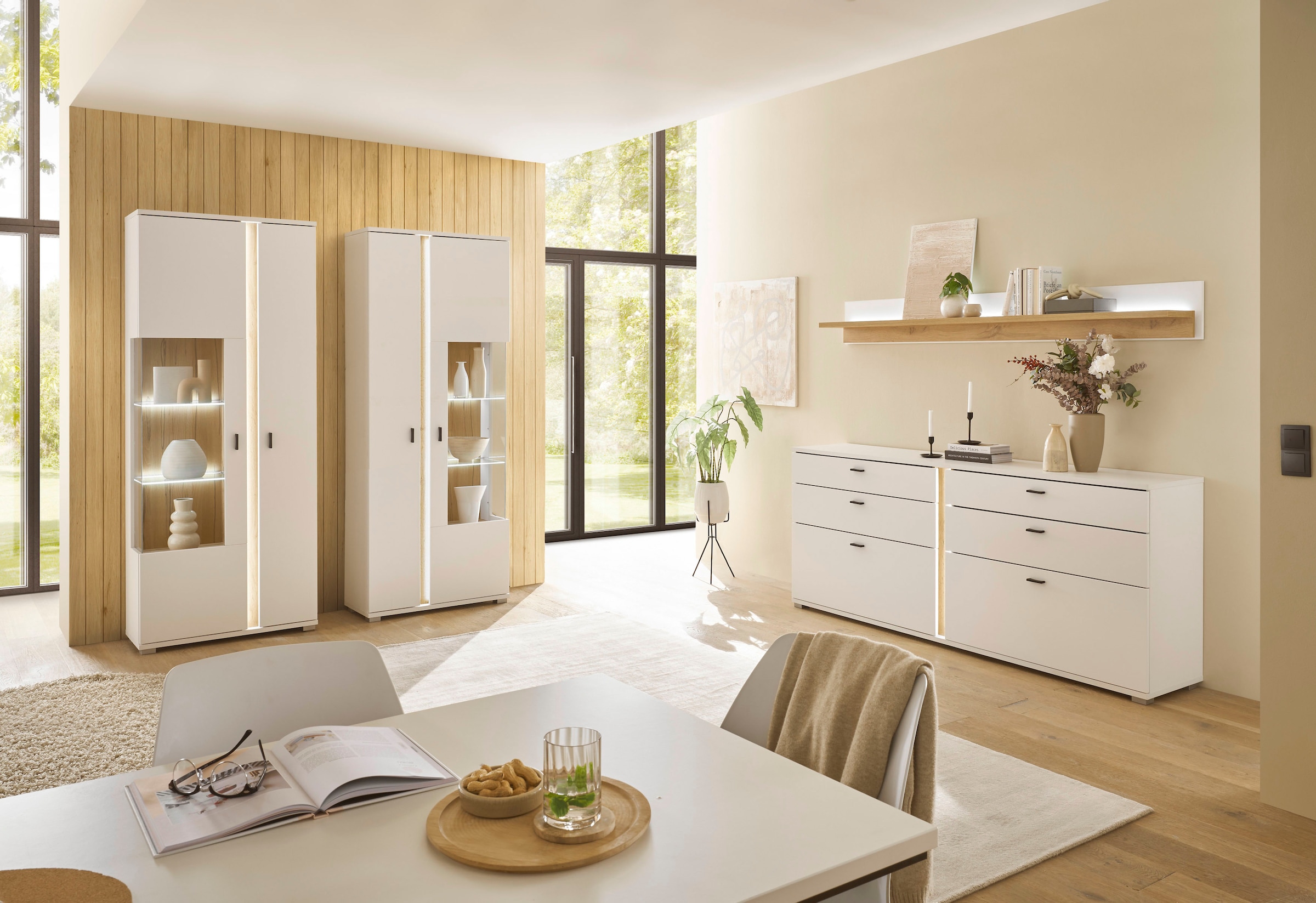 Home affaire Sideboard »LONG ISLAND« 1 Stk. tlg. in moderner Trendfarbe,inklusive senkrechter Beleuchtung,Breite 200 cm