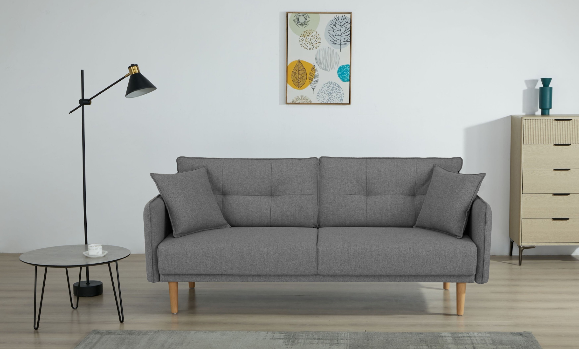 Home affaire Schlafsofa »SORENITY, 196 cm, 3-Sitzer, verstellbare Rückenlehne« Klappmechanismus, feiner Webstoff, natürliche Farben
