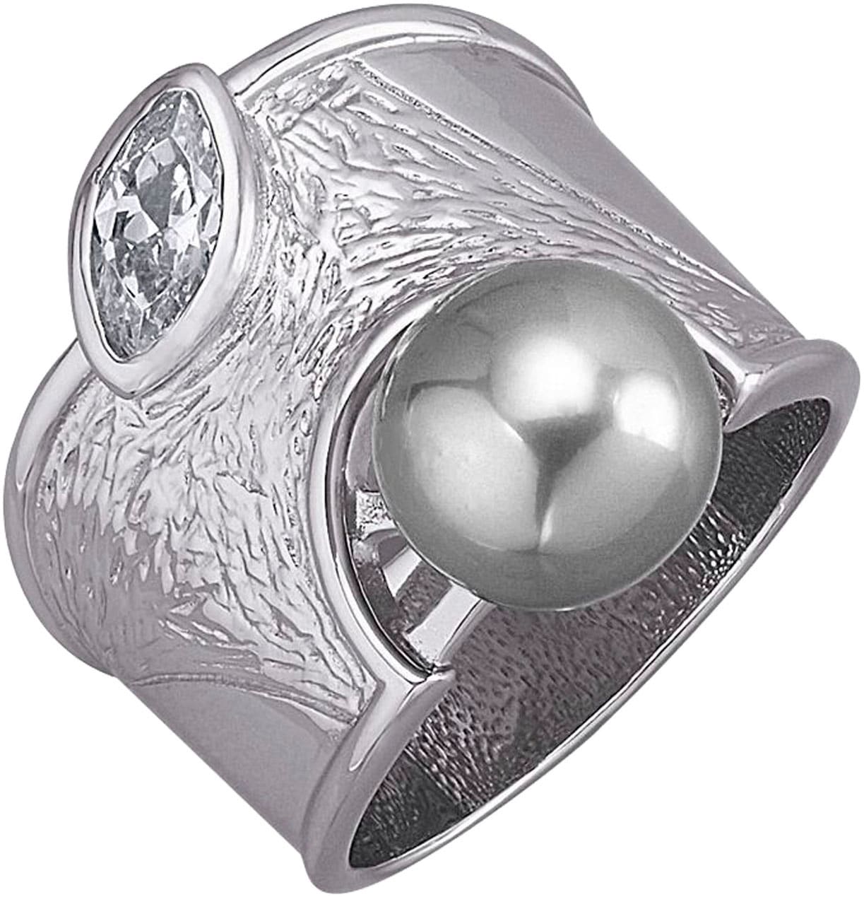 Firetti Fingerring »Schmuck Geschenk Silber 925 Damenring Ring Struktur«, mit Zirkonia (synth.) - mit Muschelkernperle