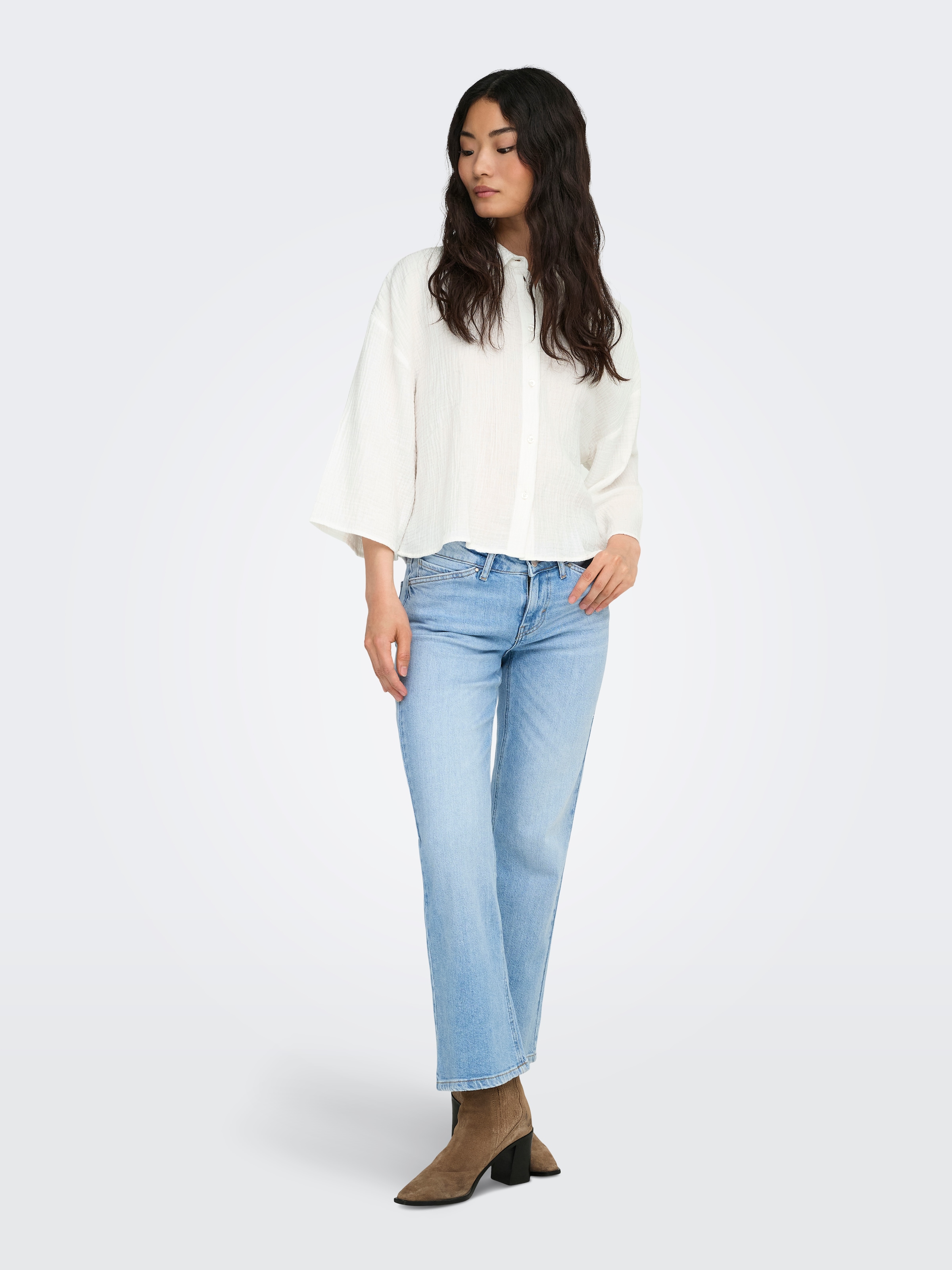JDY Hemdbluse »JDYTHEIS LIFE 3/4 CROP SHIRT WVN NOOS« Baumwolle, regular fit