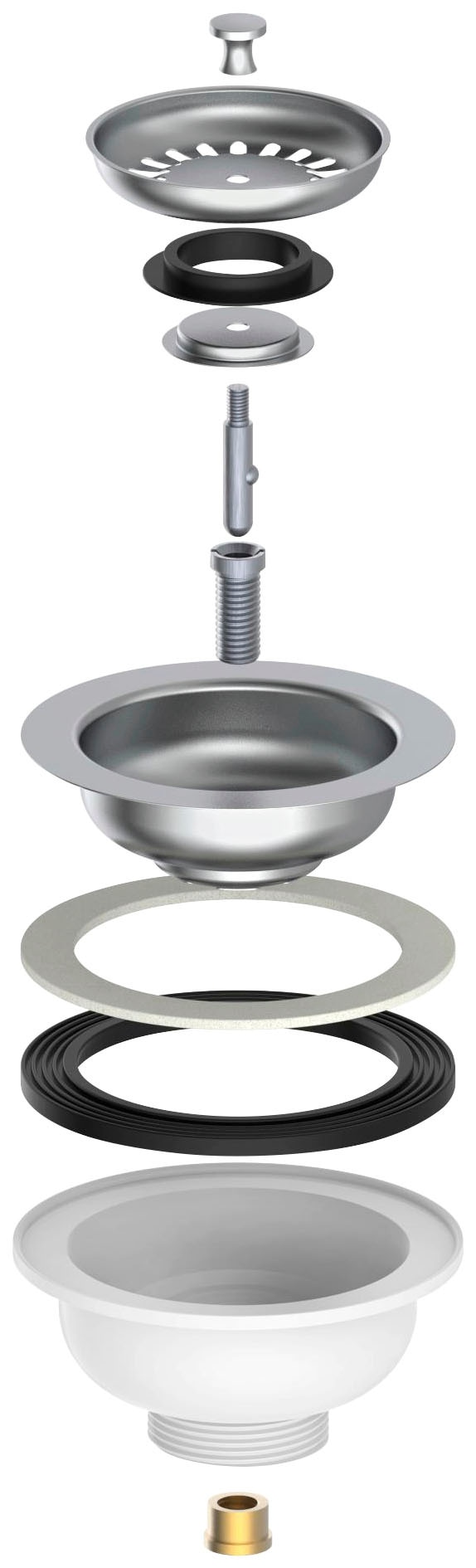 Kirchhoff Siebventil, Ventilkelch, Edelstahl Abflusssieb Küche, Sieb für Spülbecken