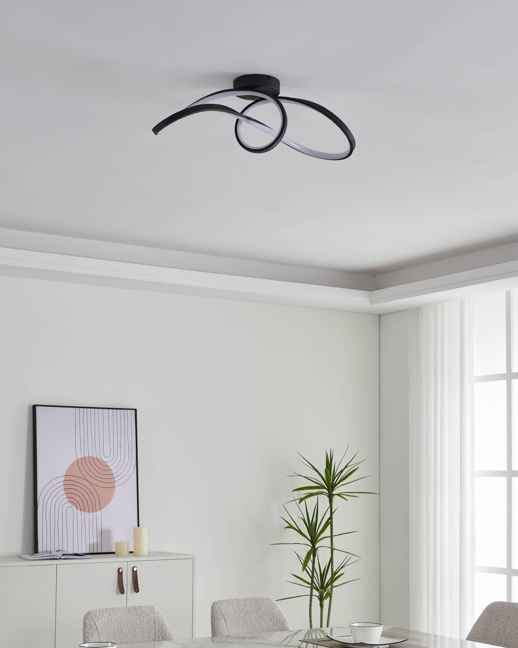 EGLO Deckenleuchte »Calarossa-Z Deckenlampe, ZigBee, App und Sprachsteuerung, Metall« LED-Modul 1 Stk. Kaltweiß | RGB Wand-/Deckenleuchte - L70,5 x B23 x H20,5 cm - schwarz - 22W inkl.