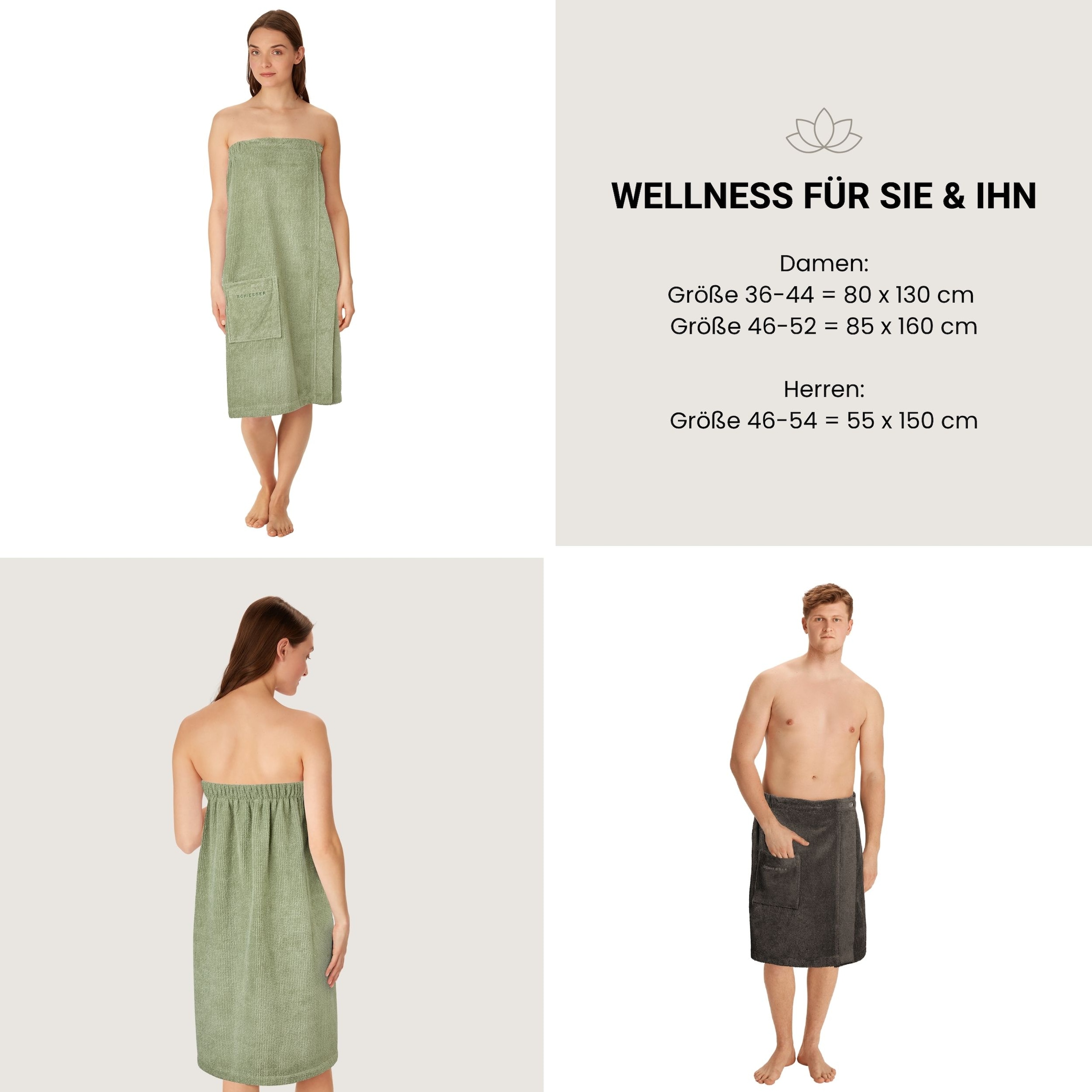 Schiesser Sarong »Saunakilt Turin für Damen in angesagter Reiskornoptik« 1 Stk. OEKO-TEX® MADE IN GREEN