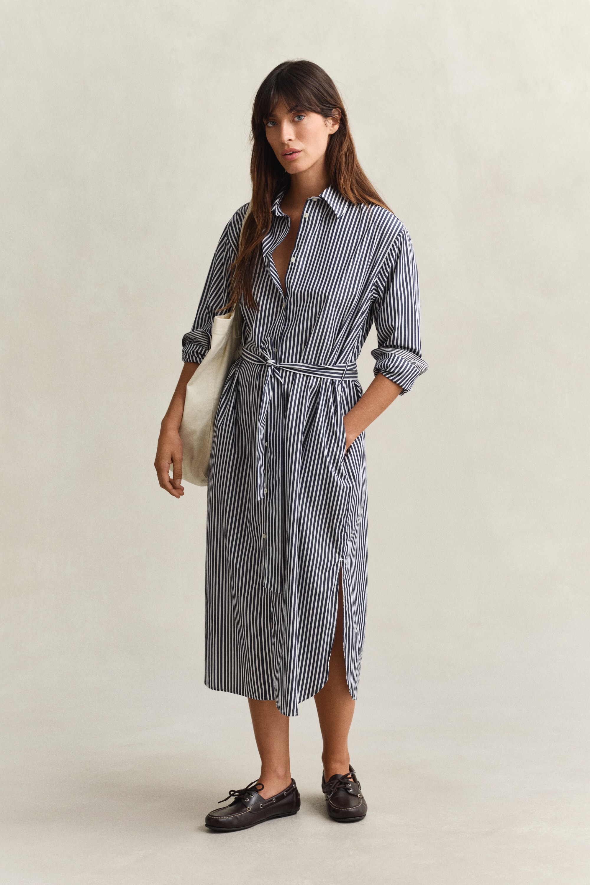 Gant Hemdblusenkleid »CLASSIC POPLIN STRIPE« Nahttaschen mit Streifen, Taillengürtel, regular fit
