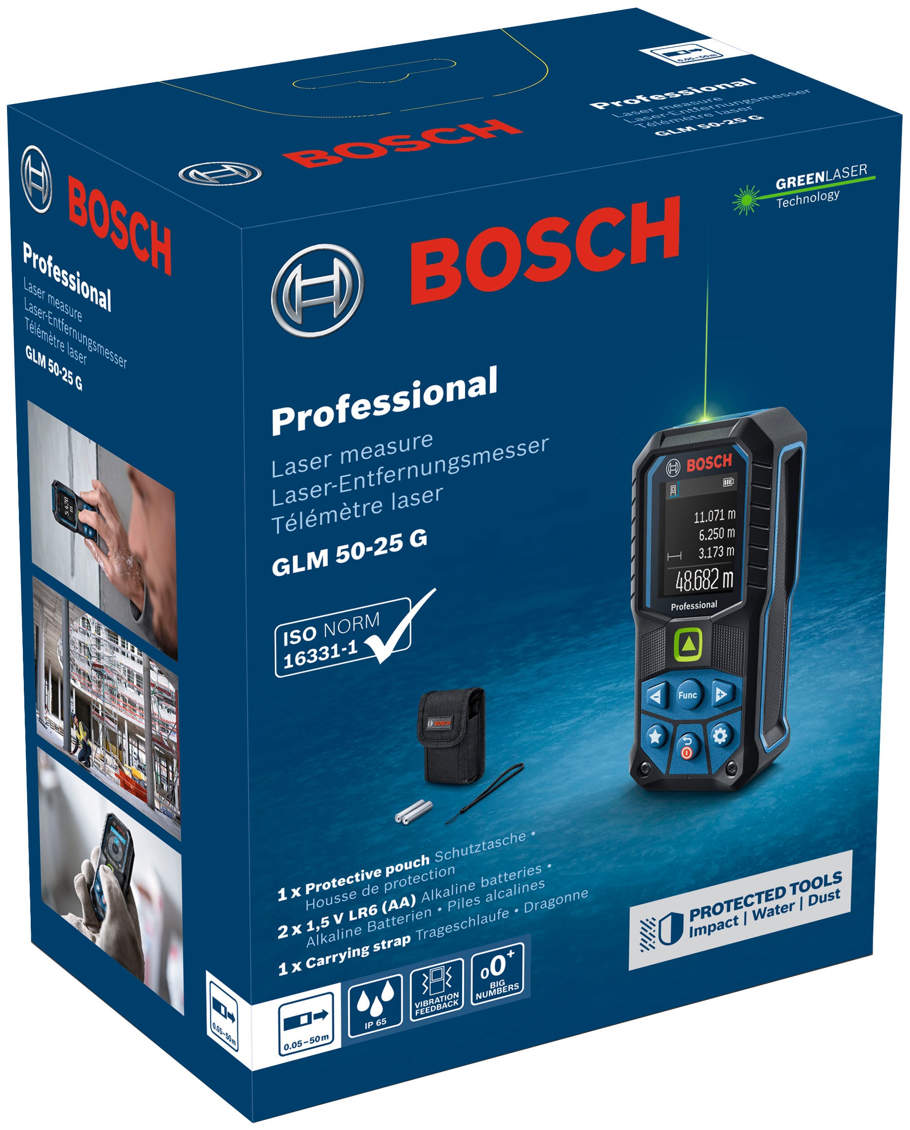 Bosch Professional Entfernungsmesser »GLM 50-25 G«, für raue Baustellenbedingungen, leicht anpassbar