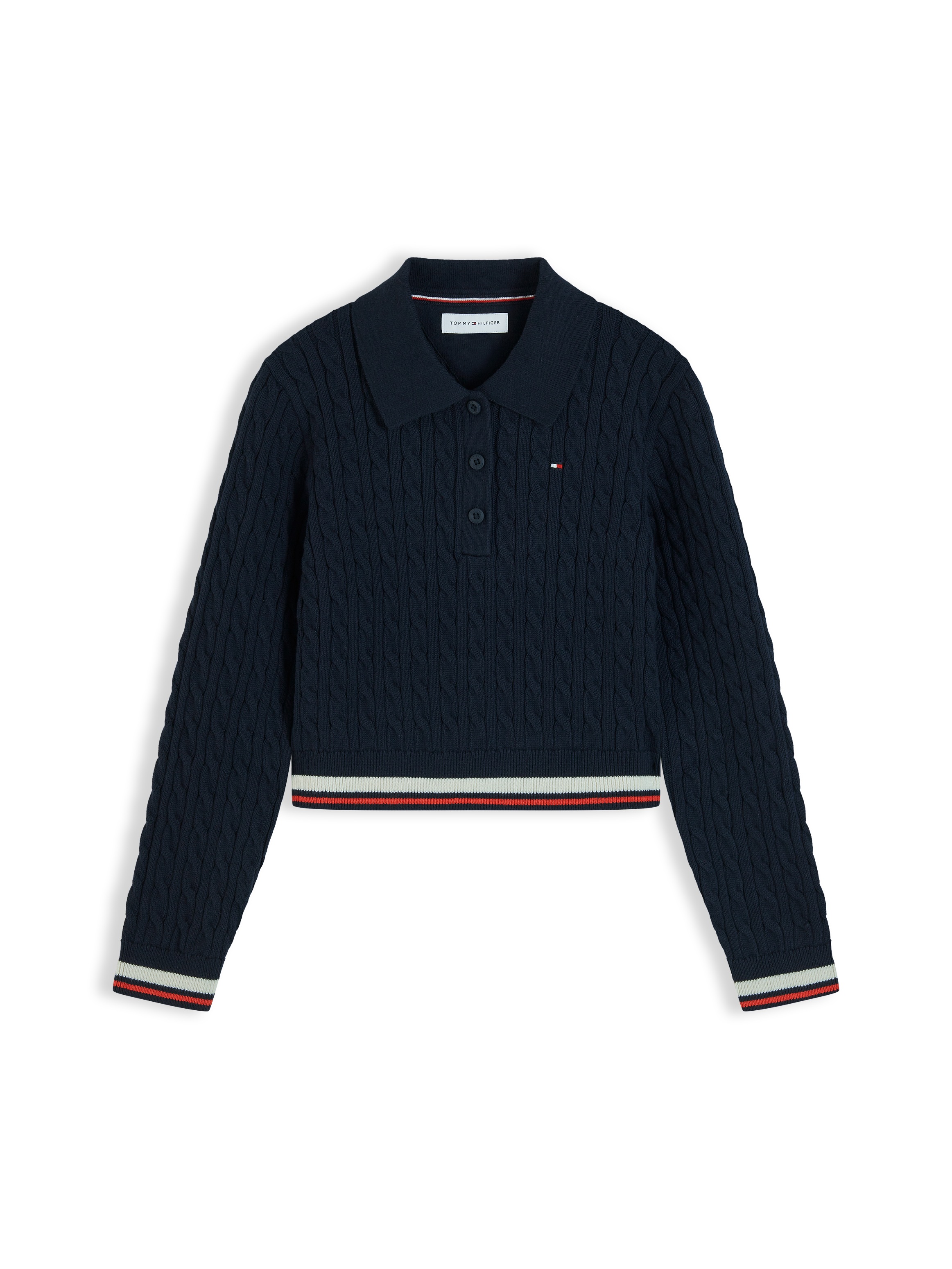 Tommy Hilfiger Strickpullover Polokragen und Knopfleiste, reine Baumwolle, Kinder bis 16 Jahre