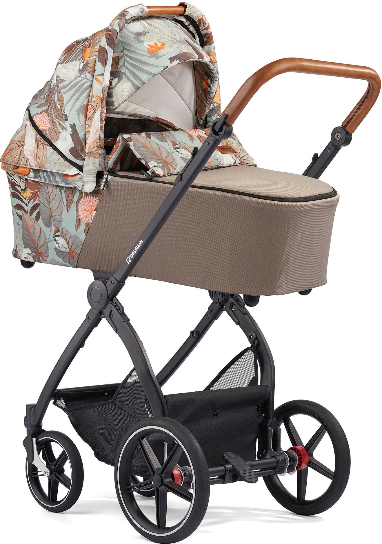 Gesslein Kombi-Kinderwagen »FX4 Soft+ mit Aufsatz Life, schwarz/cognac, sand«, mit Babywanne C3 und Babyschalenadapter