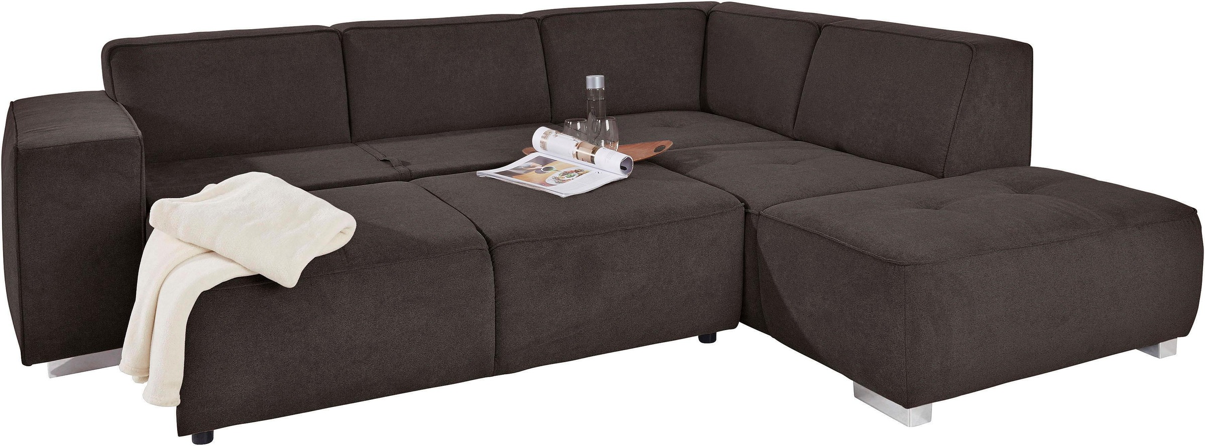 INOSIGN Ecksofa »Sapporo L-Form«, wahlweise Bettfunktion oder Sitztiefenverstellung, Federkern