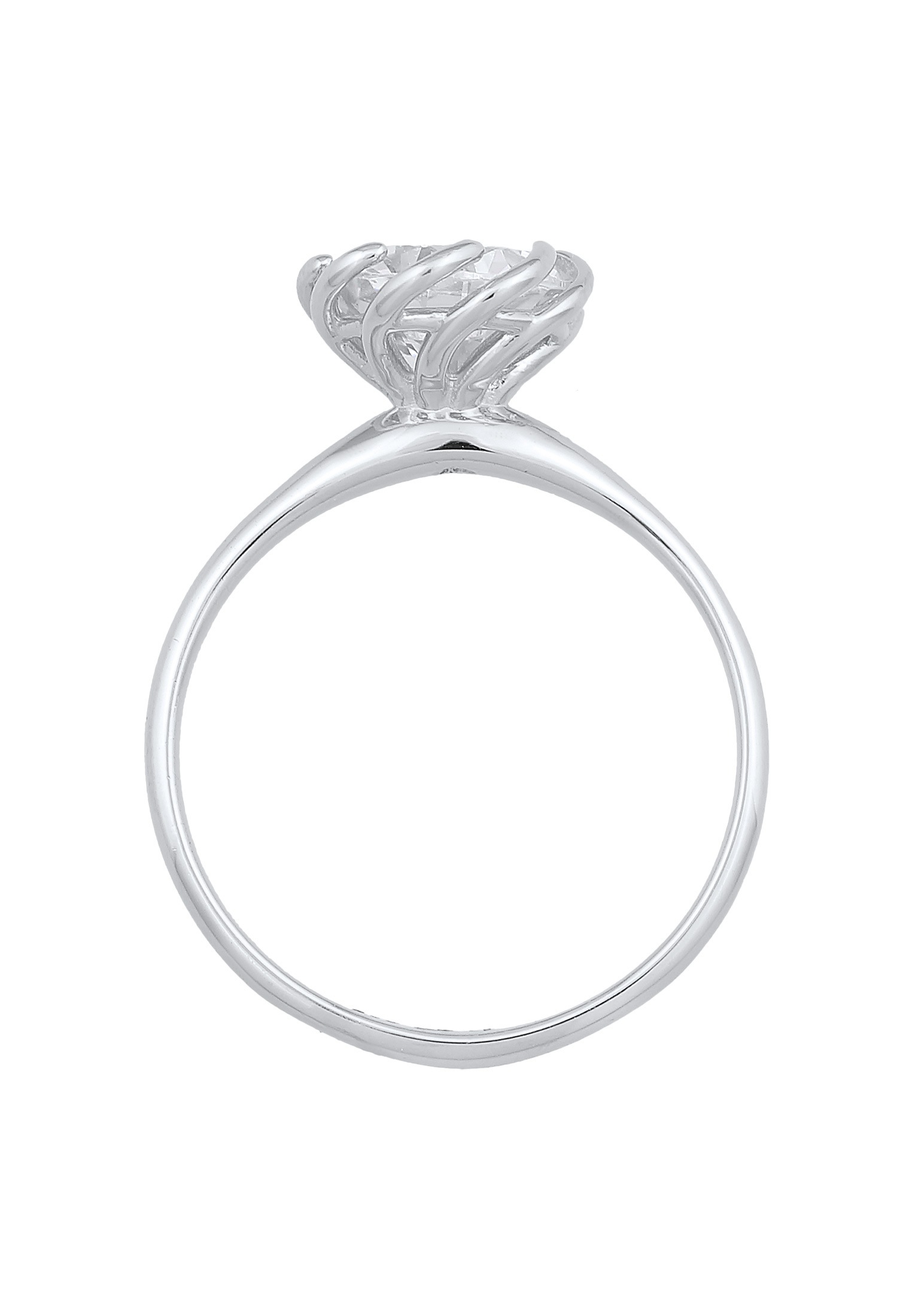 Elli Silberring »Ring Zirkonia Verlobung Solitär Blüte 925 Silber«